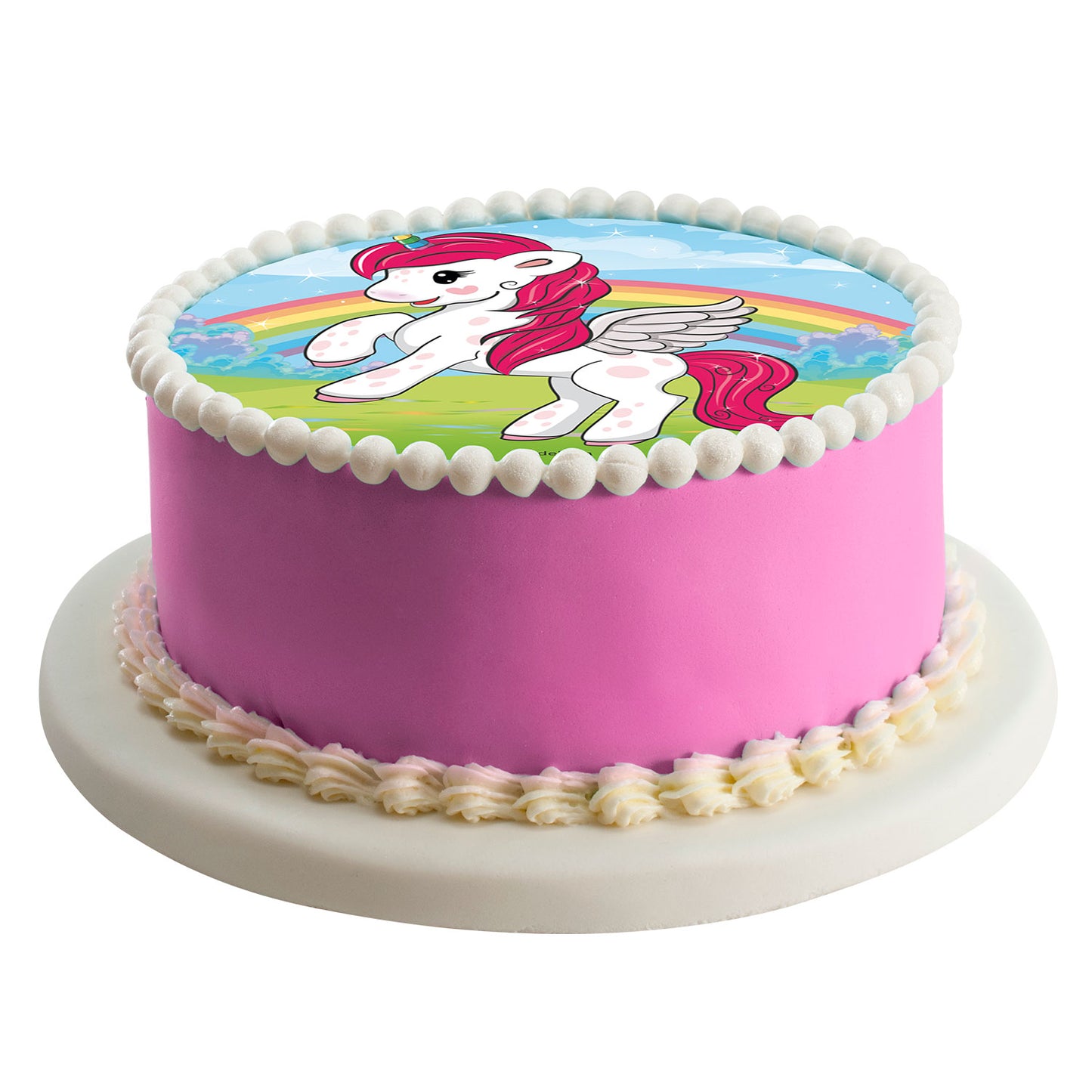 6 EDIBLE CAKE DECORATING DISCS UNICORN 20 CM