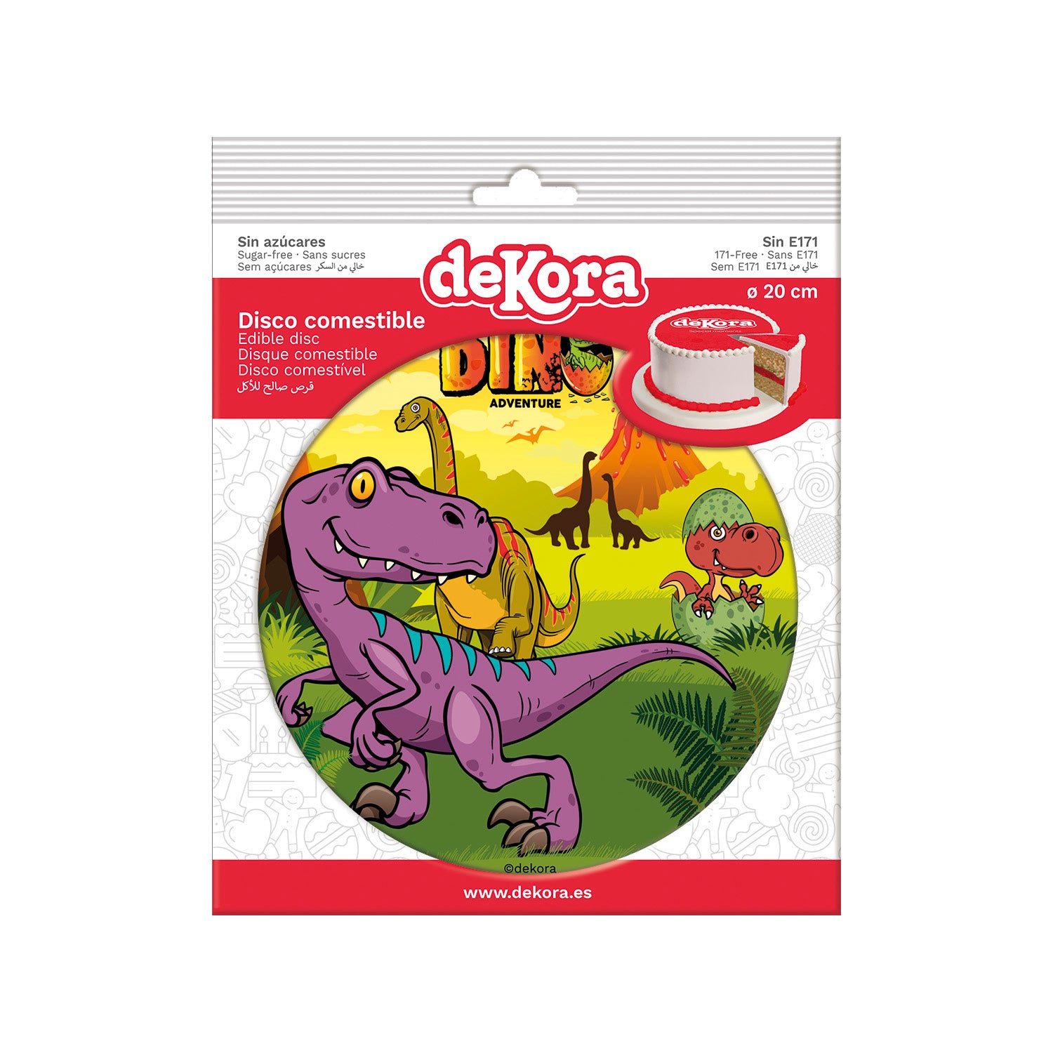 DISCO COMESTIBLE TARTA DINOSAURIO Ø 20CM ZERO