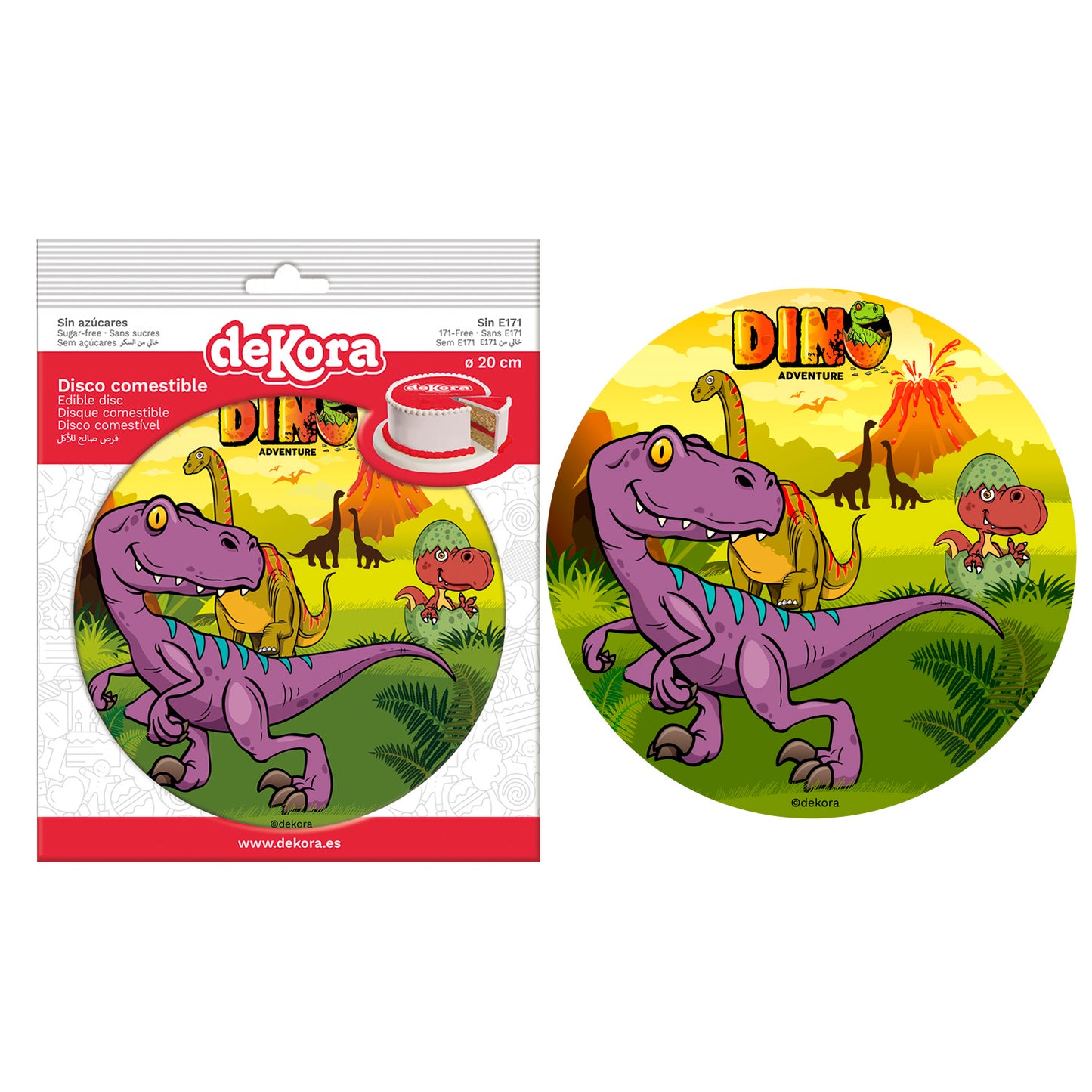 DINOSAUR CAKE DECORATING EDIBLE DISC Ø  20CM ZERO