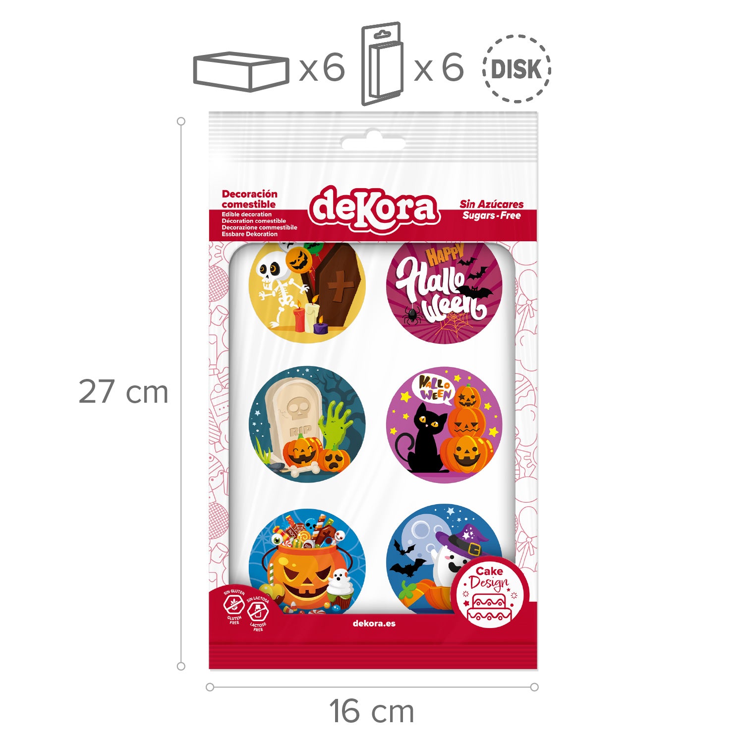 MIX DISCOS COMESTIBLES HALLOWEEN ZERO 6U Ø 5,8CM A5