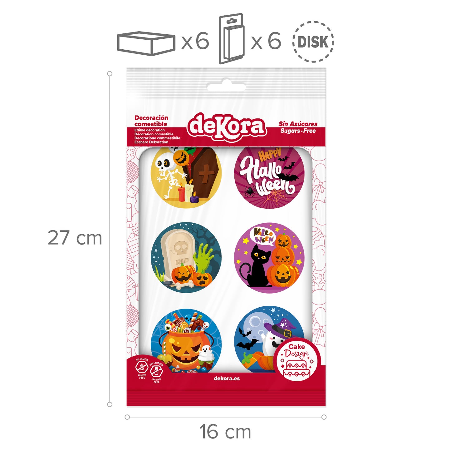 MIX DISCOS COMESTIBLES HALLOWEEN ZERO 6U Ø 5,8CM A5