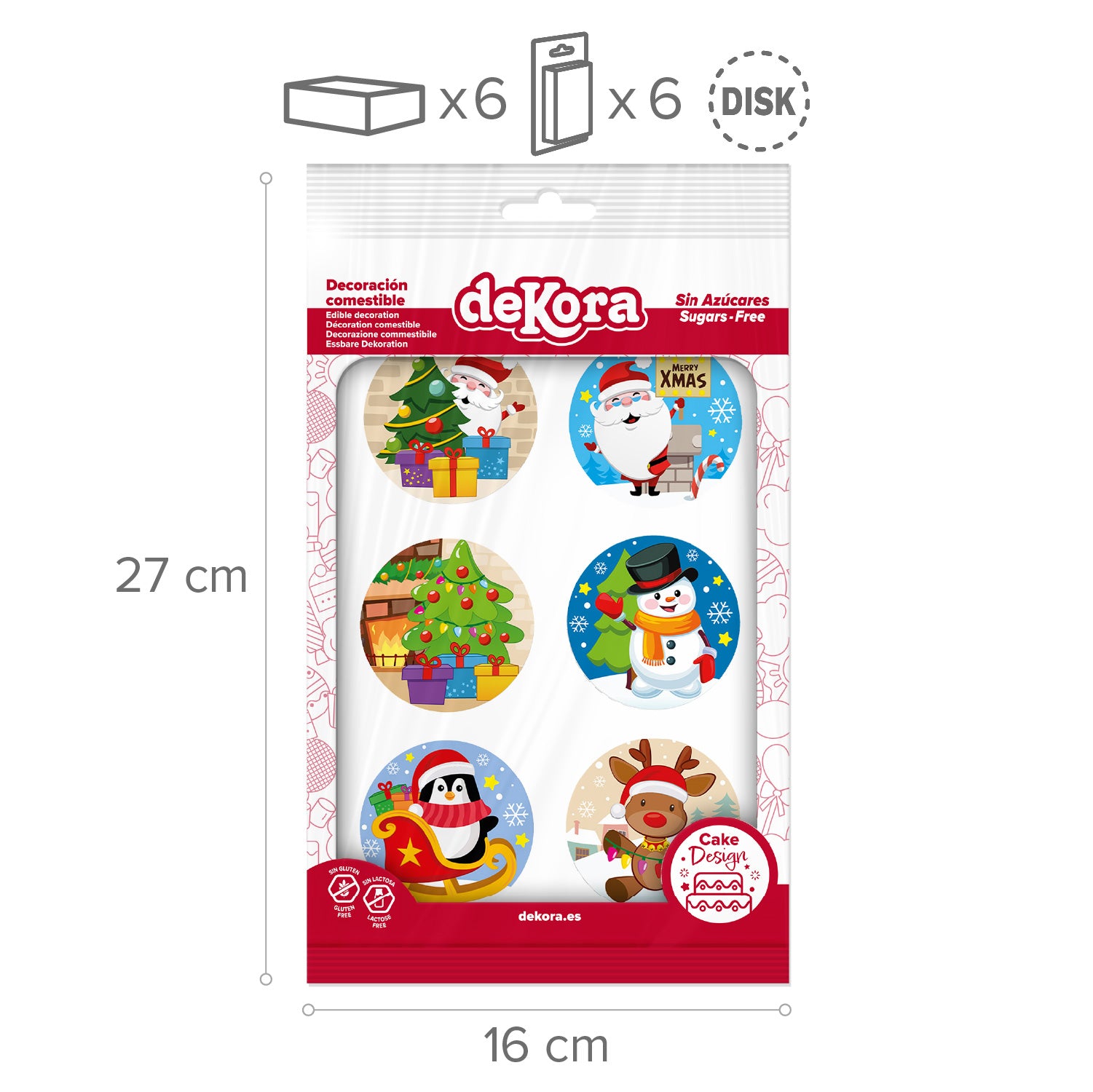 MIX DISCOS COMESTIBLES NAVIDAD ZERO 6U Ø 5,8CM