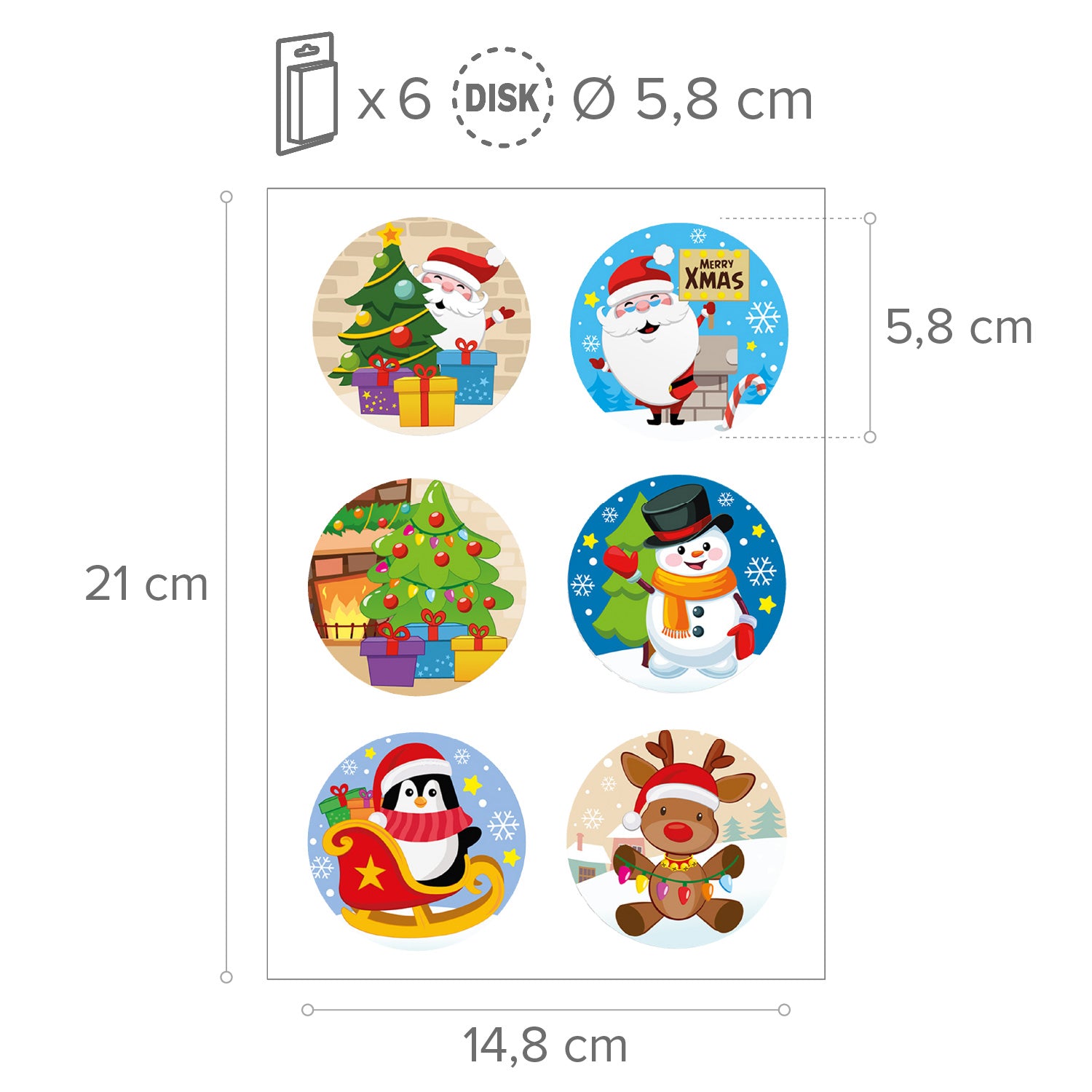 MIX DISCOS COMESTIBLES NAVIDAD ZERO 6U Ø 5,8CM