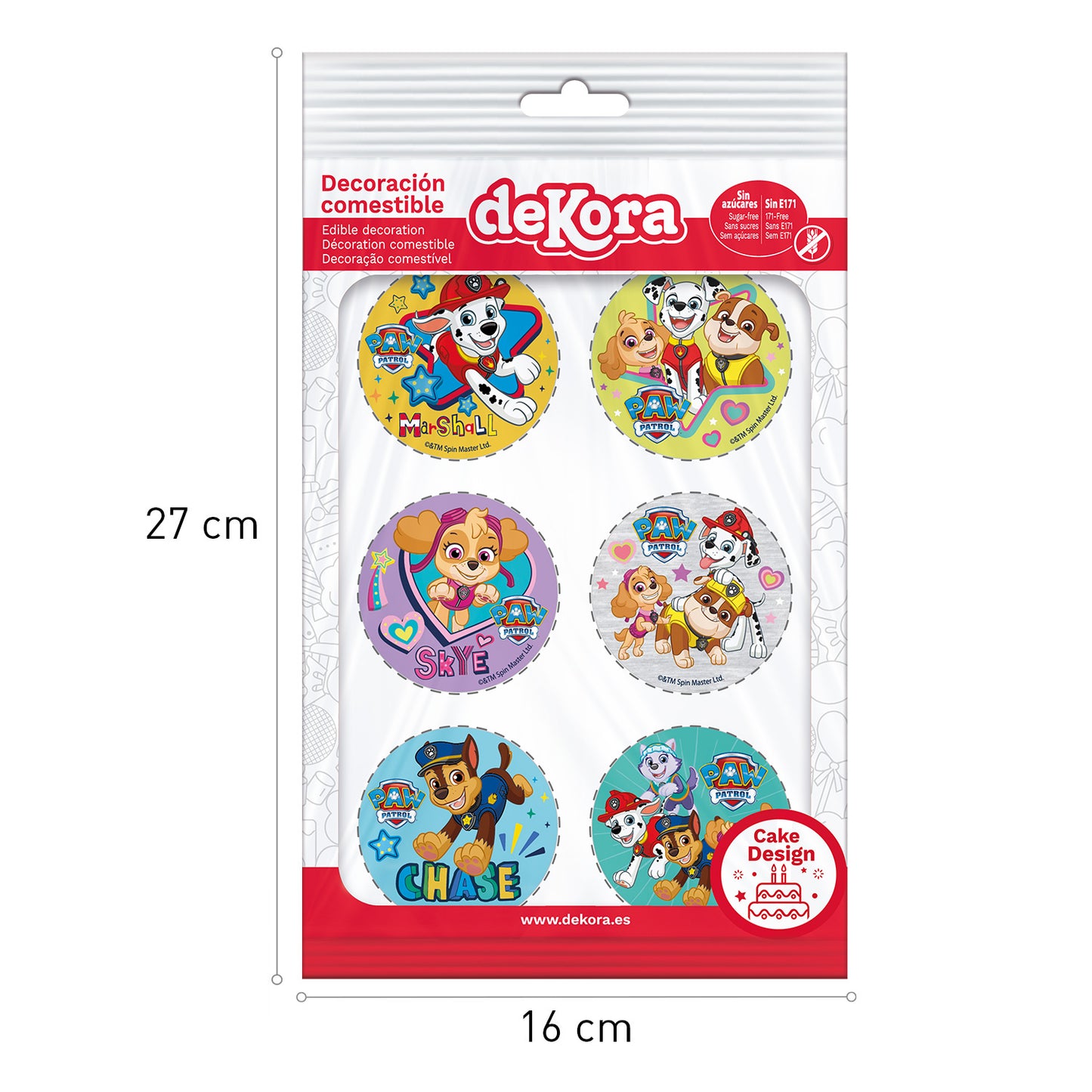 MIX DISCOS COMESTIBLES PATRULLA CANINA ZERO 6U Ø 5,8CM
