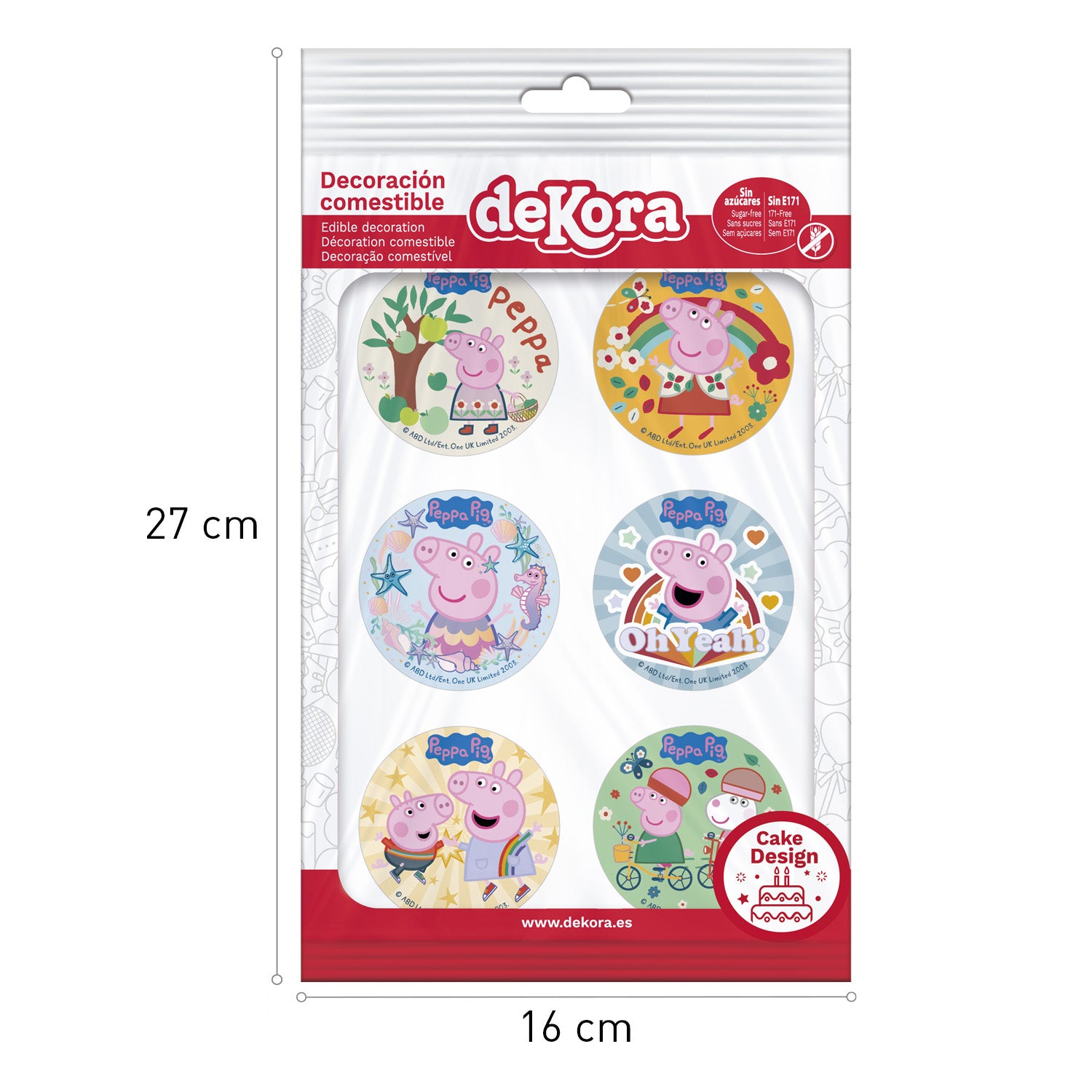MIX DISQUES COMESTIBLES PEPPA PIG 6U Ø 5,8CM