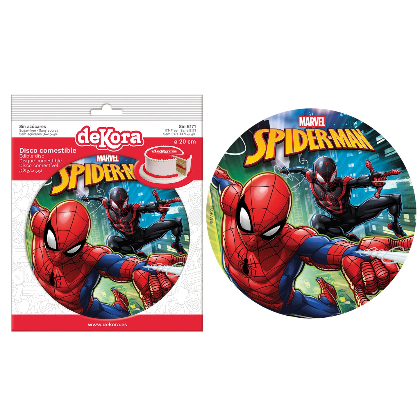 SPIDERMAN CAKE DECORATING EDIBLE DISCS 20CM ZERO
