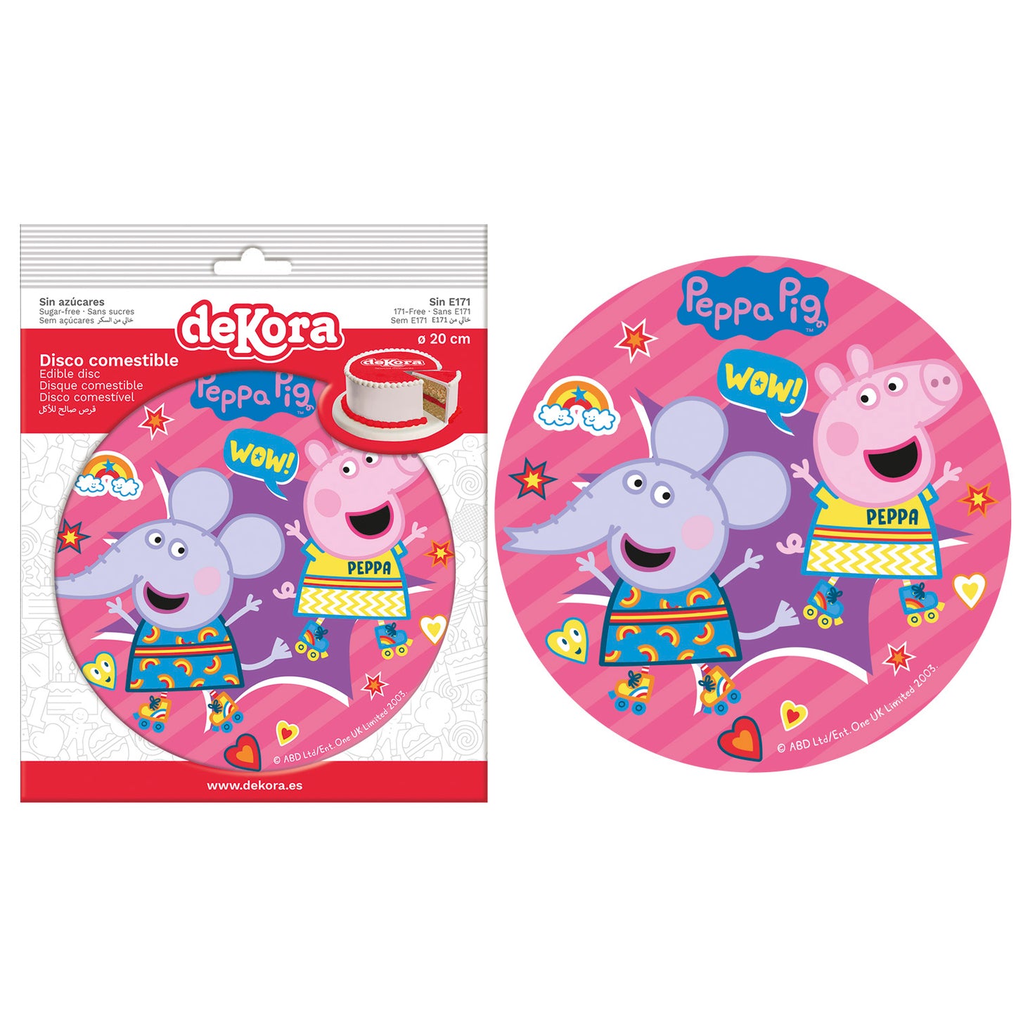 DISCOS COMESTÍVEL PARA BOLOS PEPPA PIG 20CM ZERO