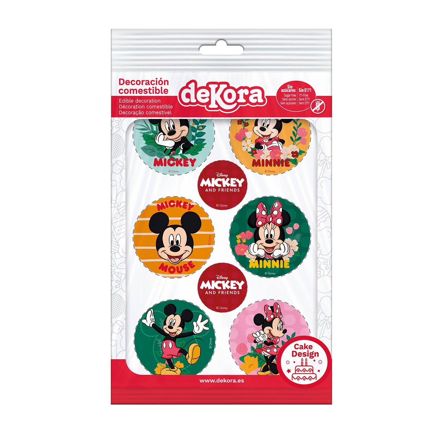 MIX DISCOS COMESTIBLES MICKEY & MINNIE ZERO 6U Ø 5,8CM A5