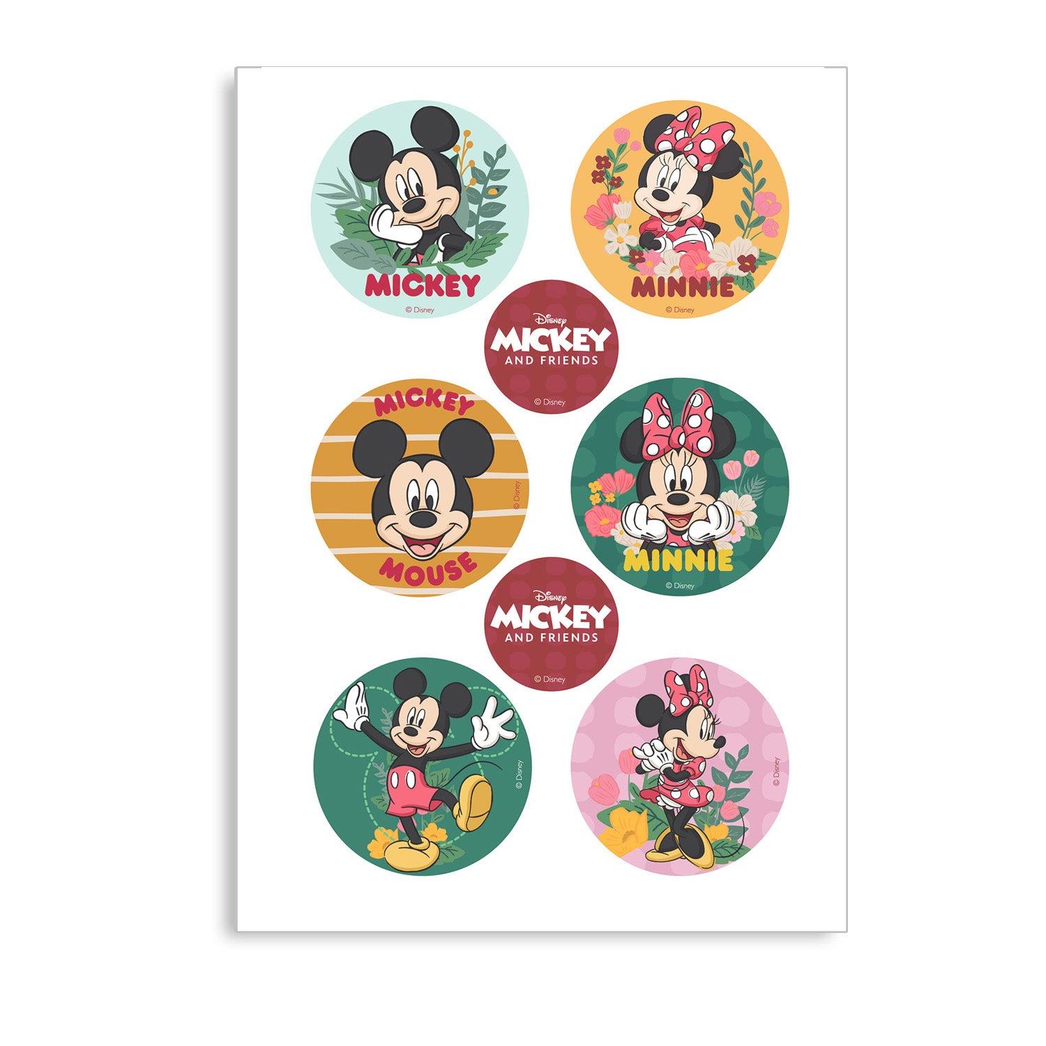 ASSORTIMENT DISQUES COMESTIBLES MICKEY & MINNIE ZERO 6U Ø 5,8CM