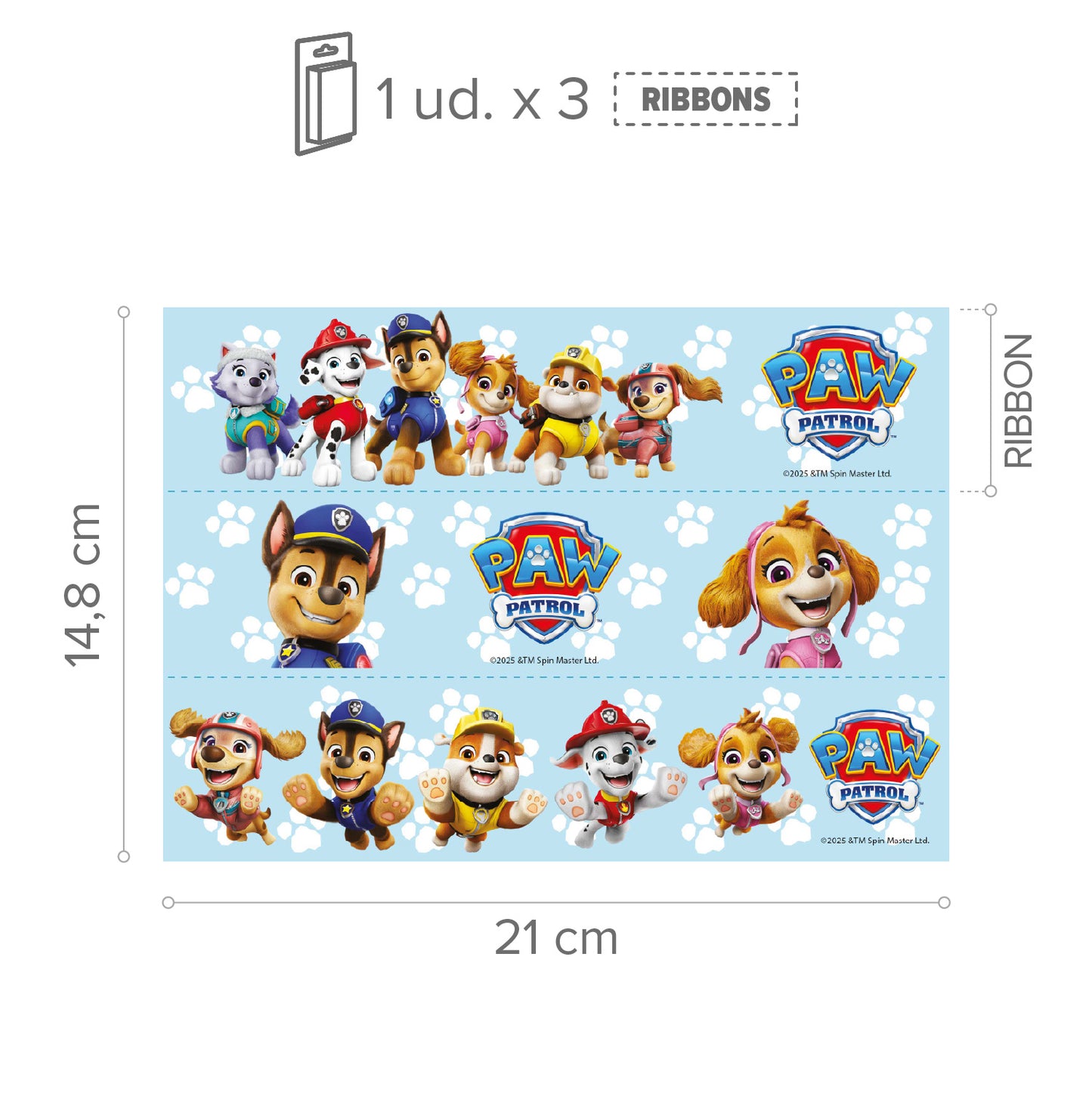RIBBONS PAW PATROL PAPEL COMESTIBLE A5 14,8X21CM