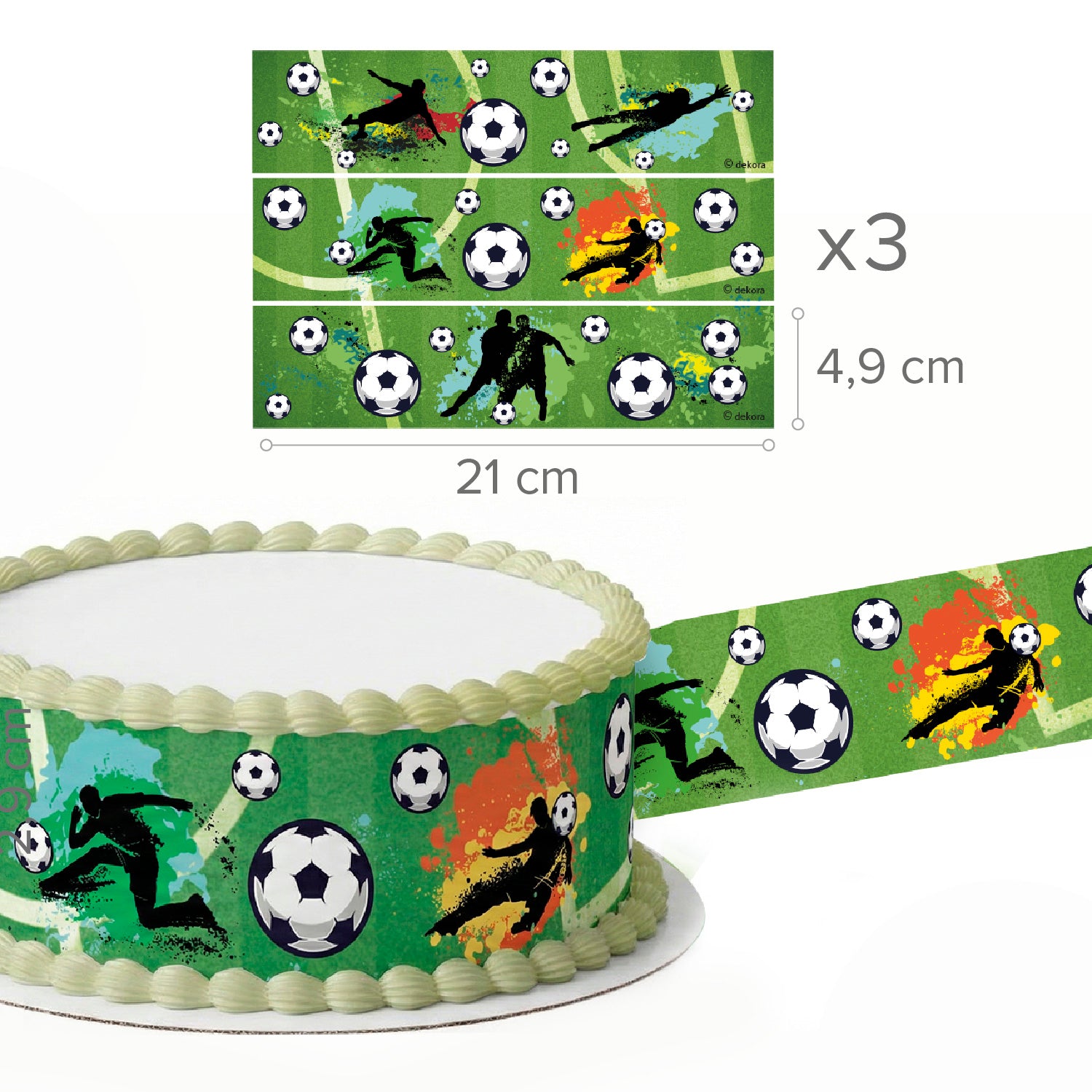 RIBBONS FONDANT DÉCO GATEAU FOOTBALL A5 14,8X21CM