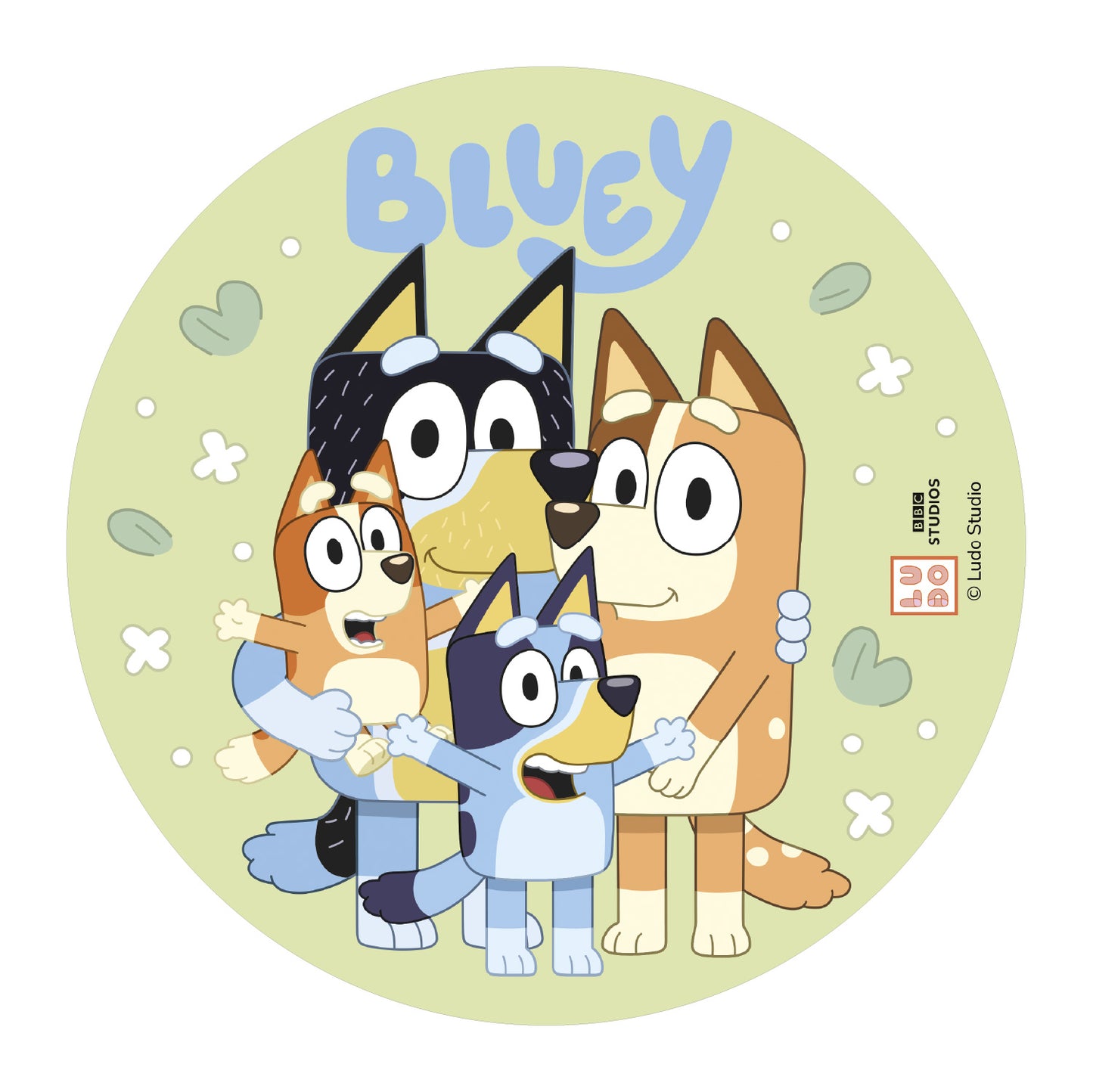 DISCO COMESTIBLE TARTA BLUEY Y BINGO 20CM