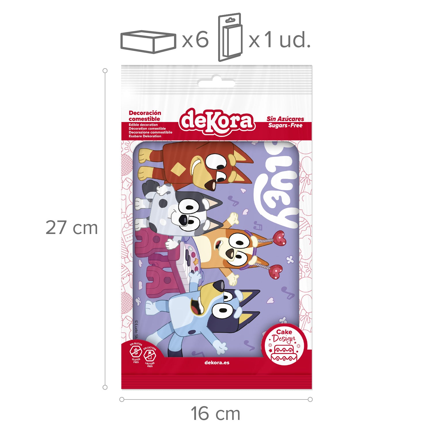LAMINA COMESTIBLE TARTA BLUEY Y BINGO 14,8X21CM A5