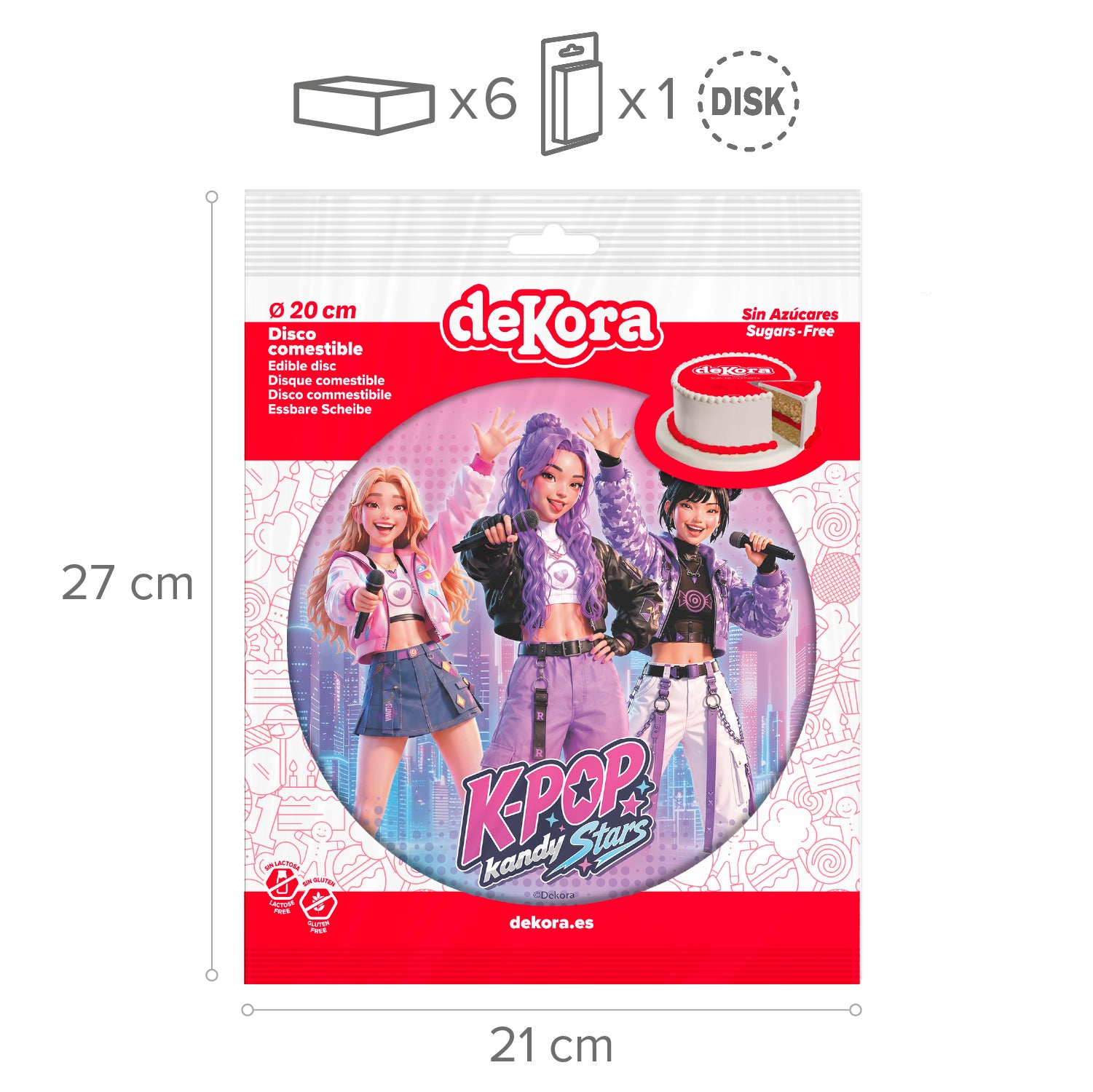 DISCOS DISCOS COMMESTIBLES TORTA KPOP KANDY STARS 20CM