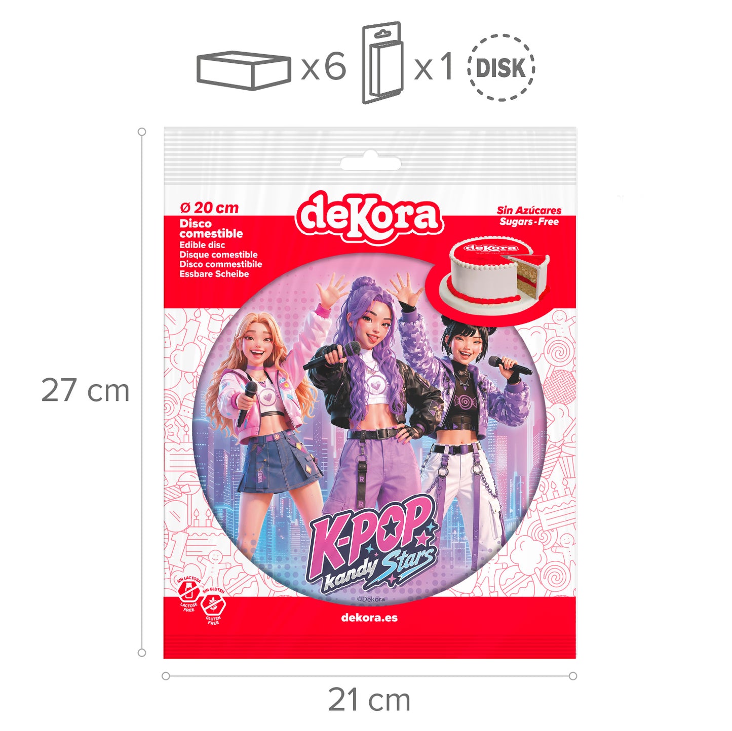 DISCOS DISCOS COMMESTIBLES TORTA KPOP KANDY STARS 20CM