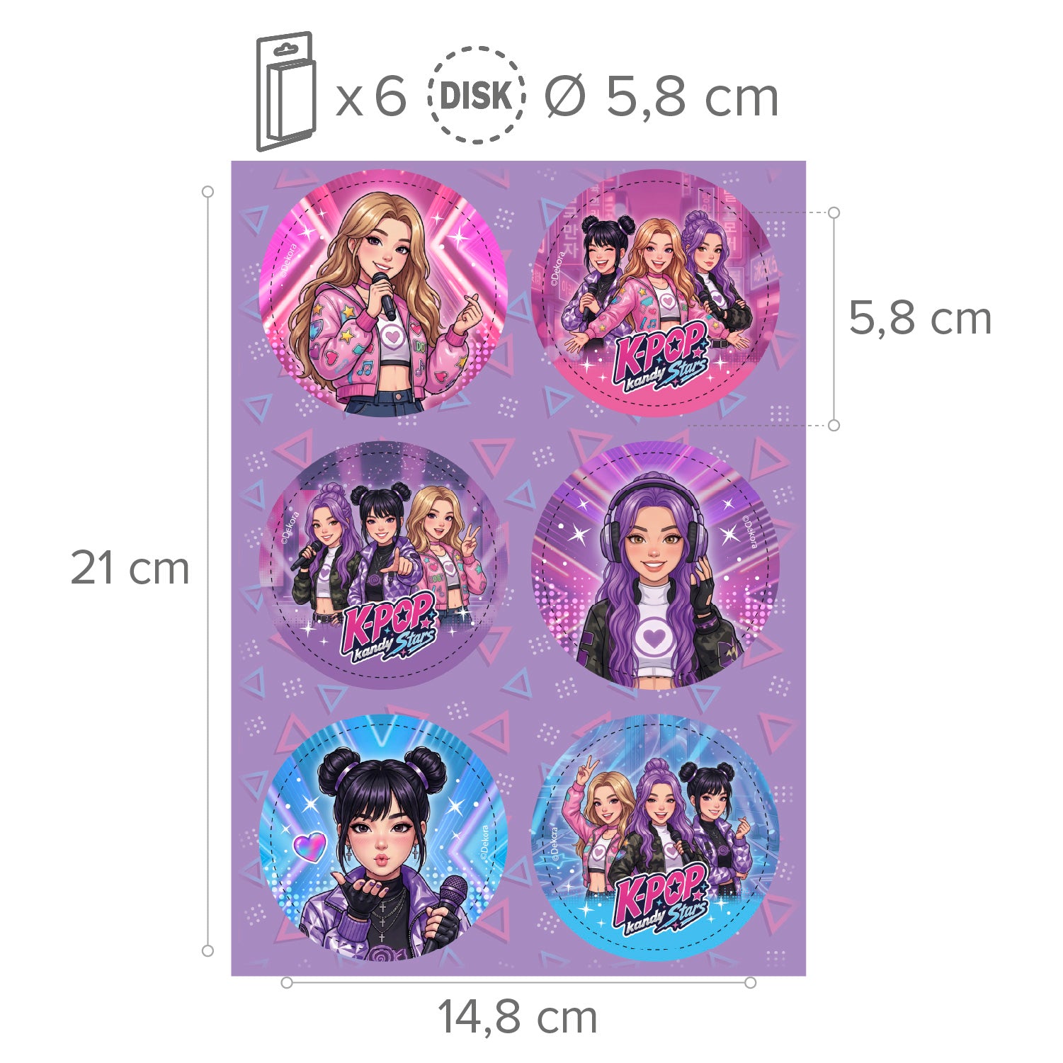MIX EDIBLE DISCS KPOP ZERO 6U Ø 5,8CM