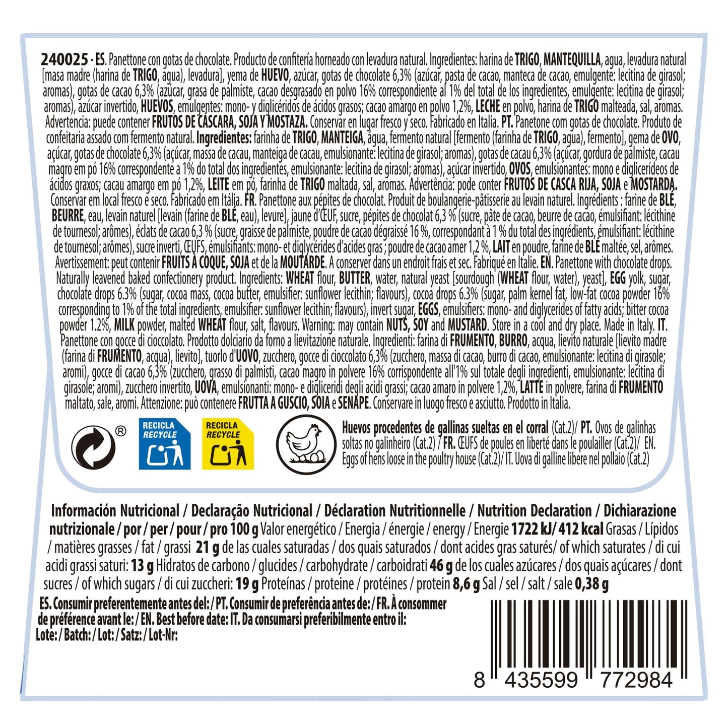 PANETTONE CON CHOCOLATE PAW PATROL 100GR