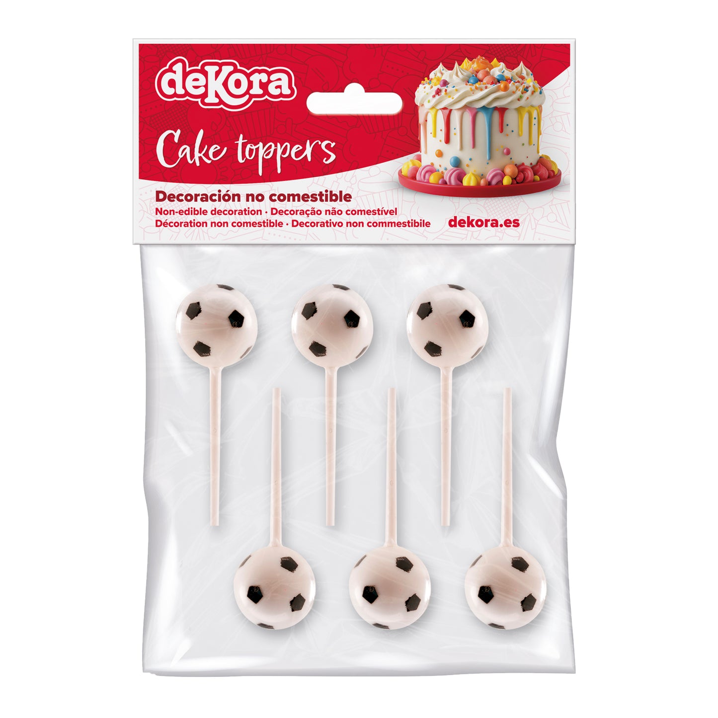 CAKE TOPPER FIGURE DI PLASTICA PALLONI DA CALCIO 6 PZ, 12 SACCHETTI
