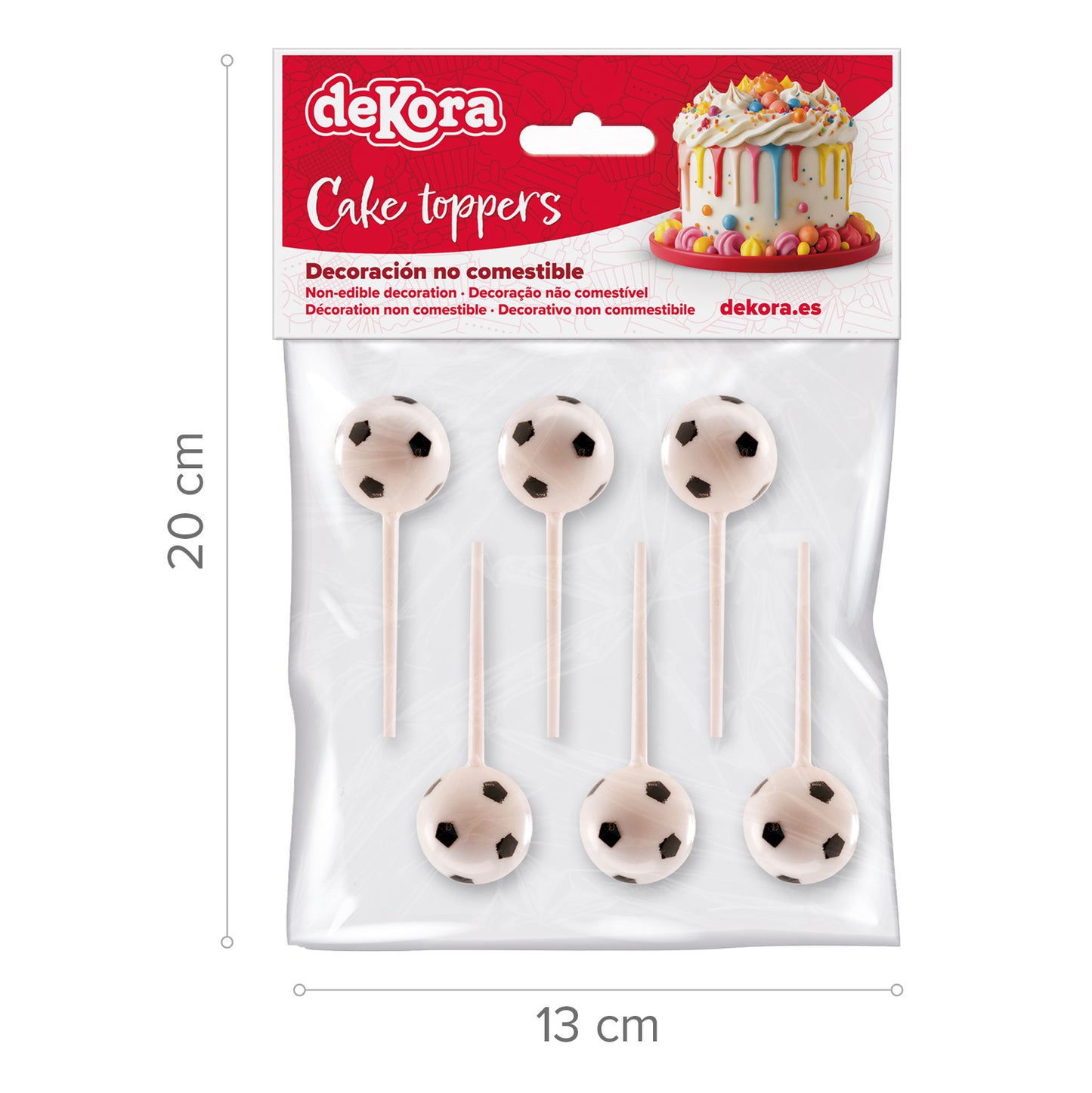 CAKE TOPPER FIGURE DI PLASTICA PALLONI DA CALCIO 6 PZ, 12 SACCHETTI