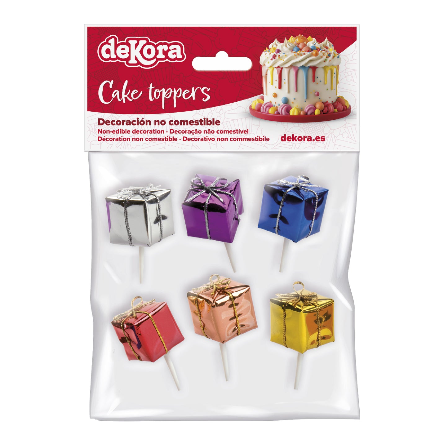 CAKE TOPPER FIGURA PLASTICOS REGALOS 6UDS, 12 BOLSAS