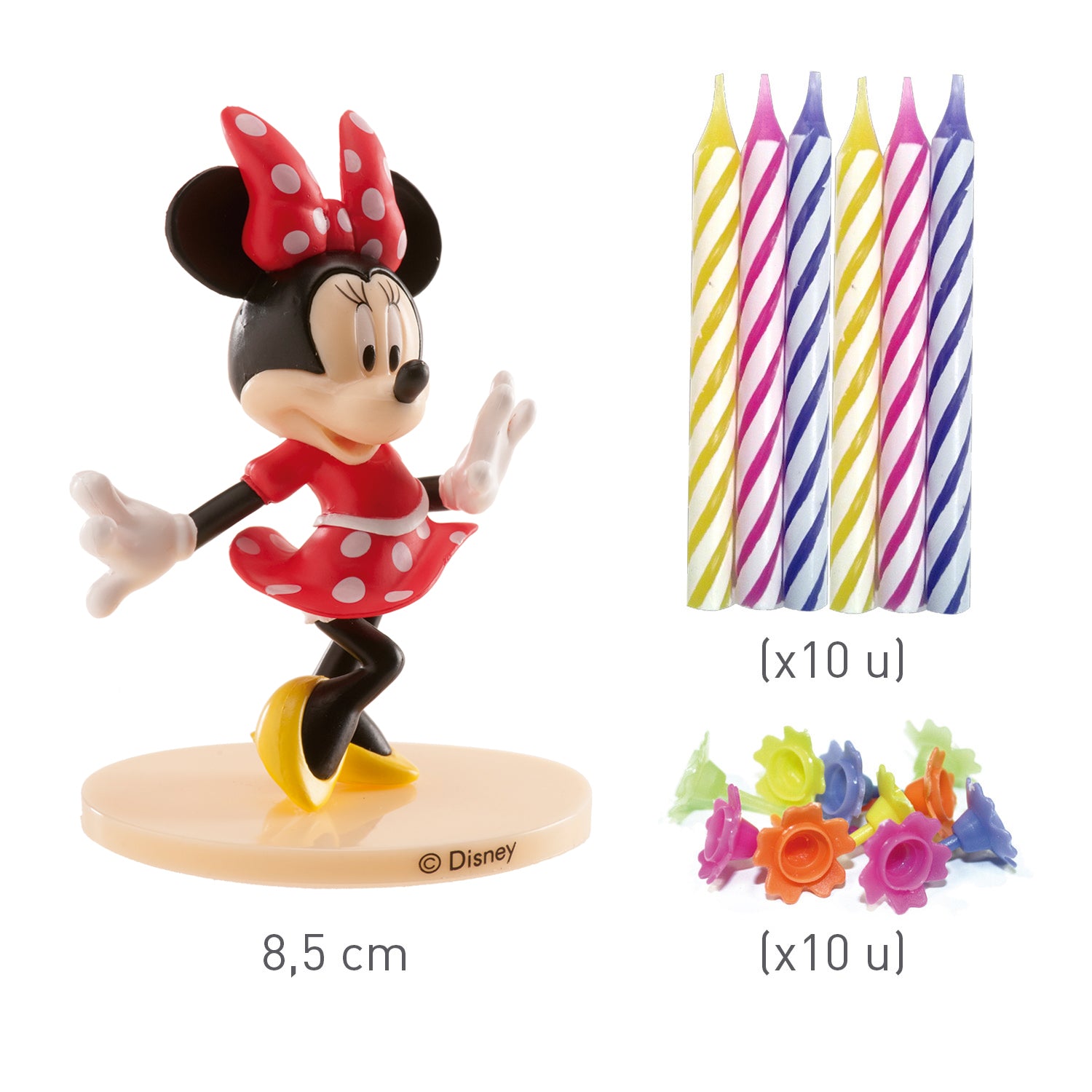KIT PVC RETAIL MINNIE MOUSE COM 10 VELAS PARA DECORAR BOLOS