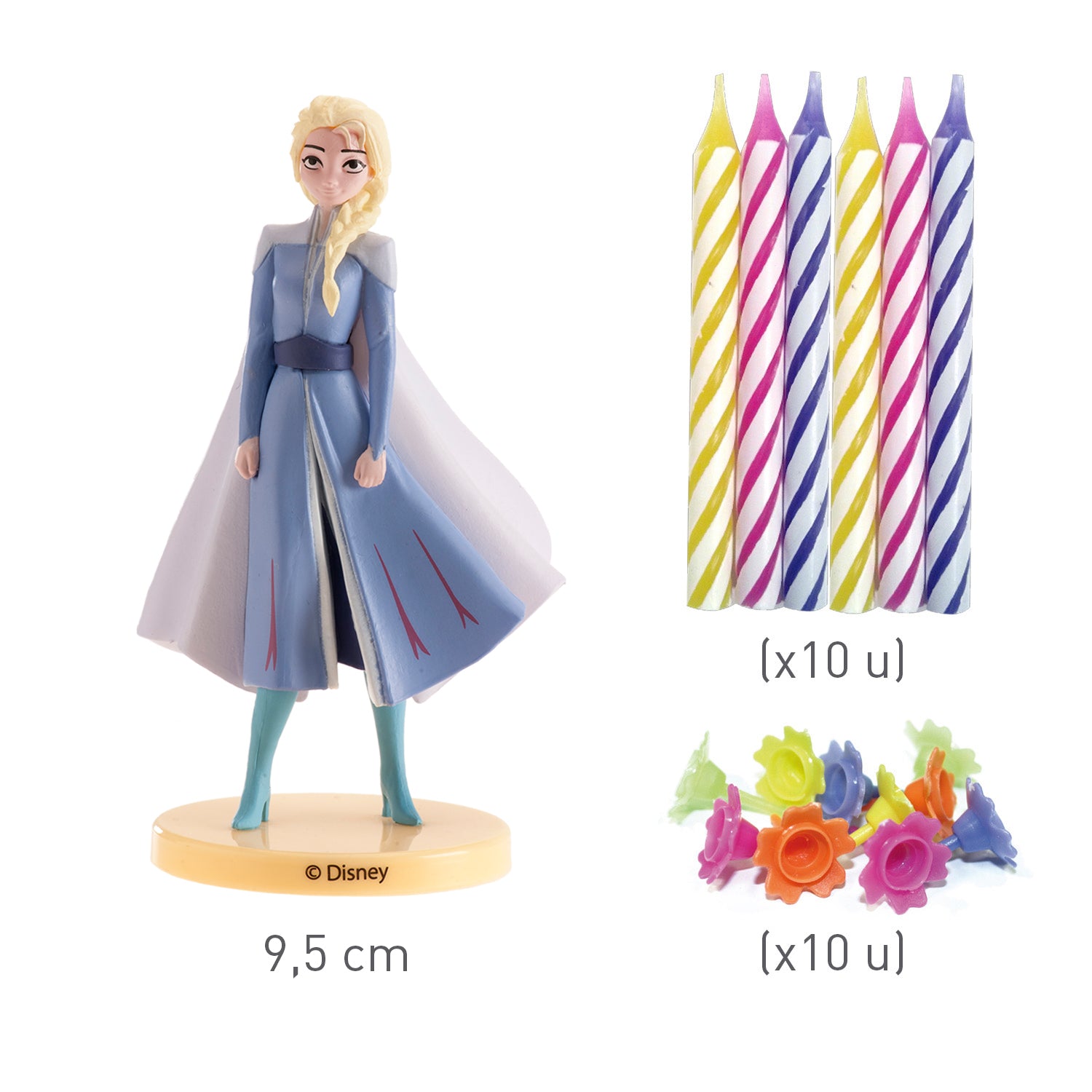 KIT PVC RETAIL FROZEN AVEC 10 BOUGIES POUR DÉCORER LES GÂTEAUX