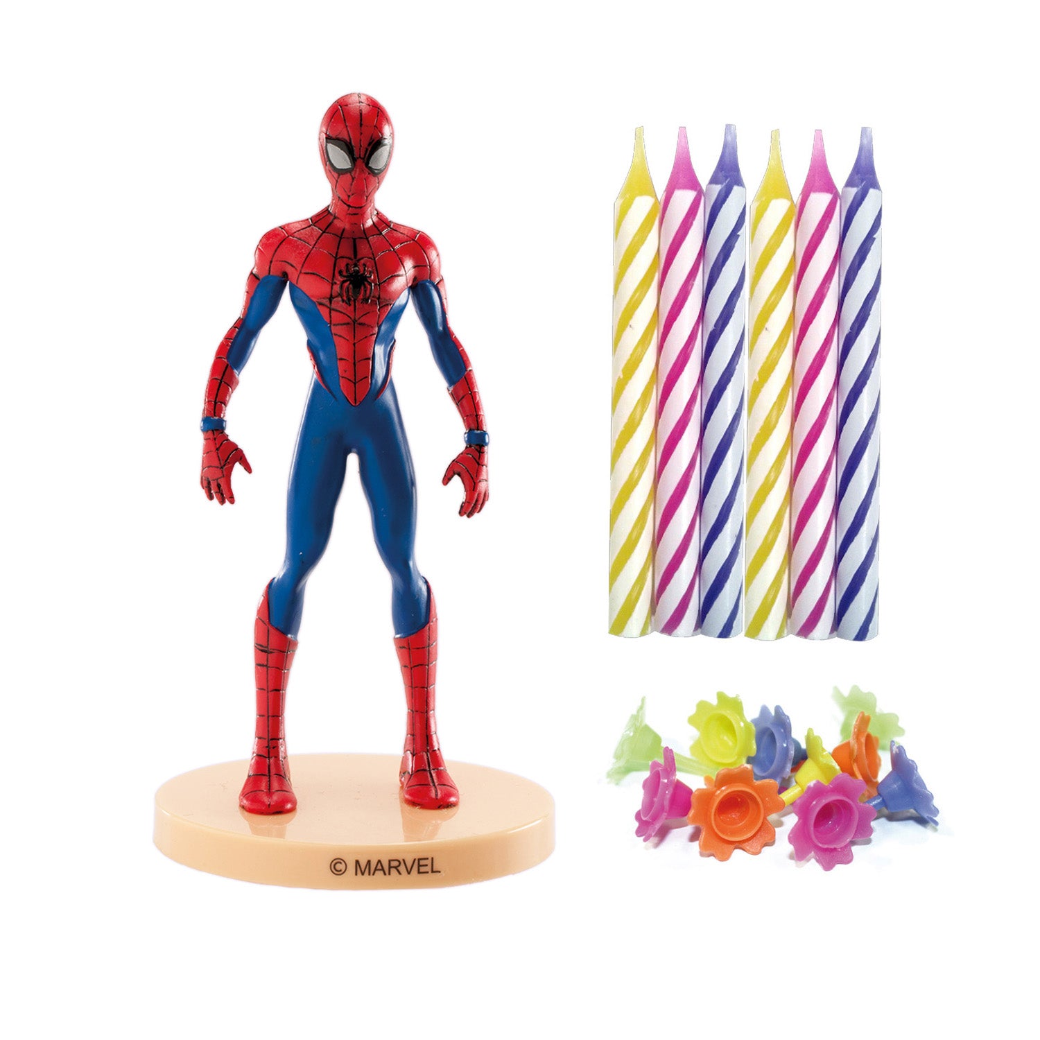 KIT PVC RETAIL SPIDERMAN CON 10 VELAS PARA DECORAR TARTAS