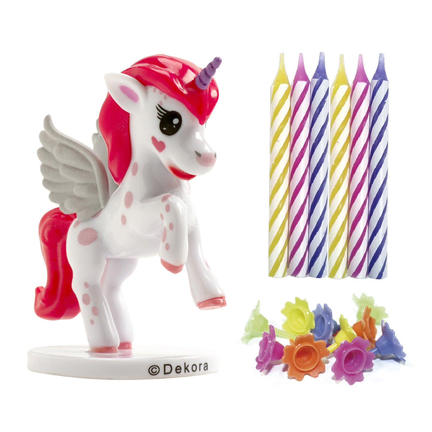 KIT PVC RETAIL UNICÓRNIO COM 10 VELAS PARA DECORAR BOLOS