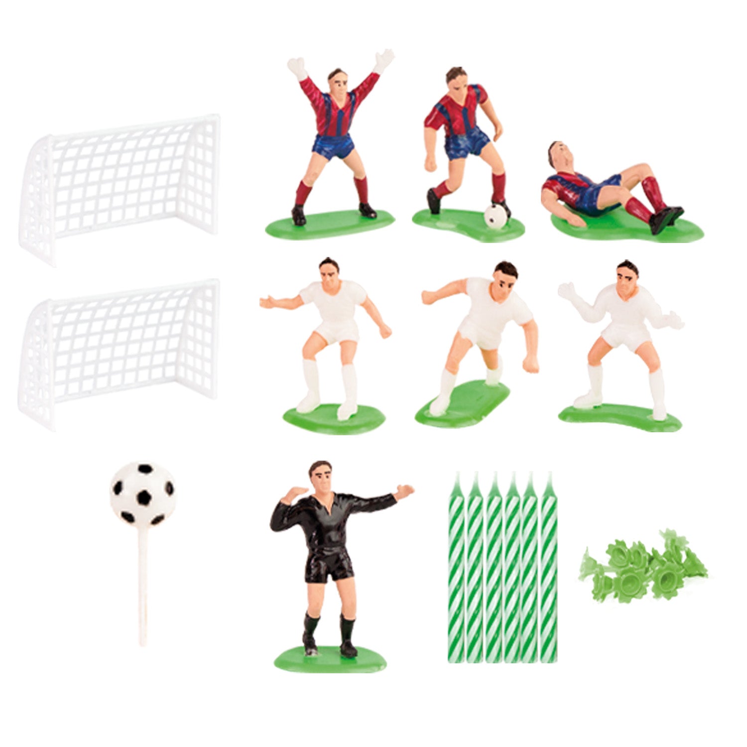 KIT PVC FÚTBOL CON 10 VELAS + BASES PARA DECORAR TARTAS