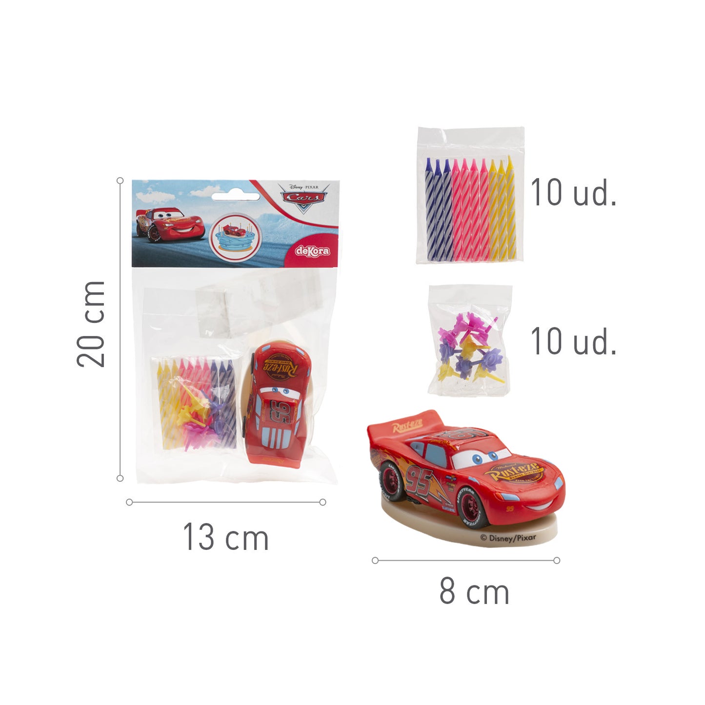 KIT PVC RETAIL CARS COM 10 VELAS PARA DECORAR BOLOS