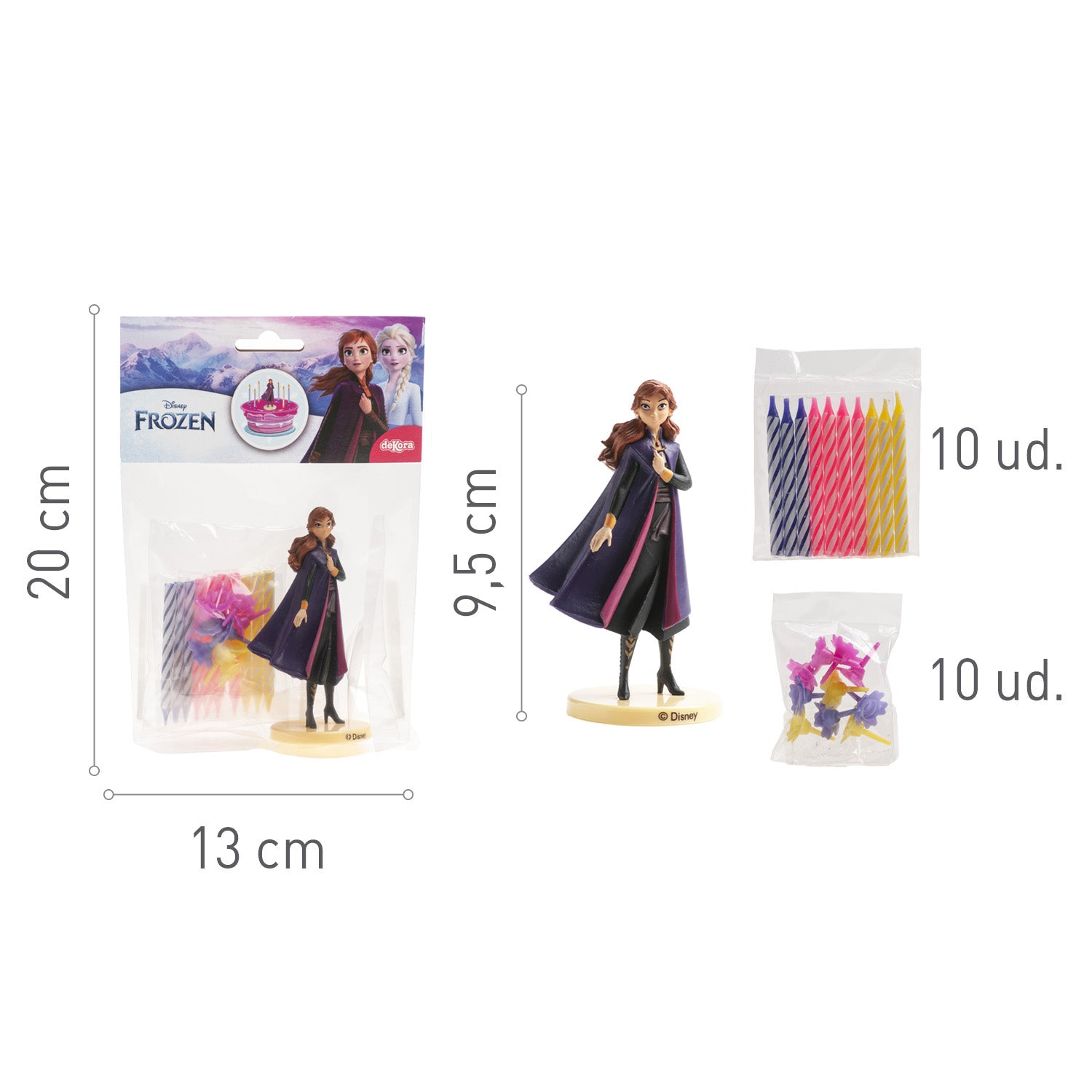 KIT PVC RETAIL ANNA AVEC 10 BOUGIES POUR DÉCORER LES GÂTEAUX