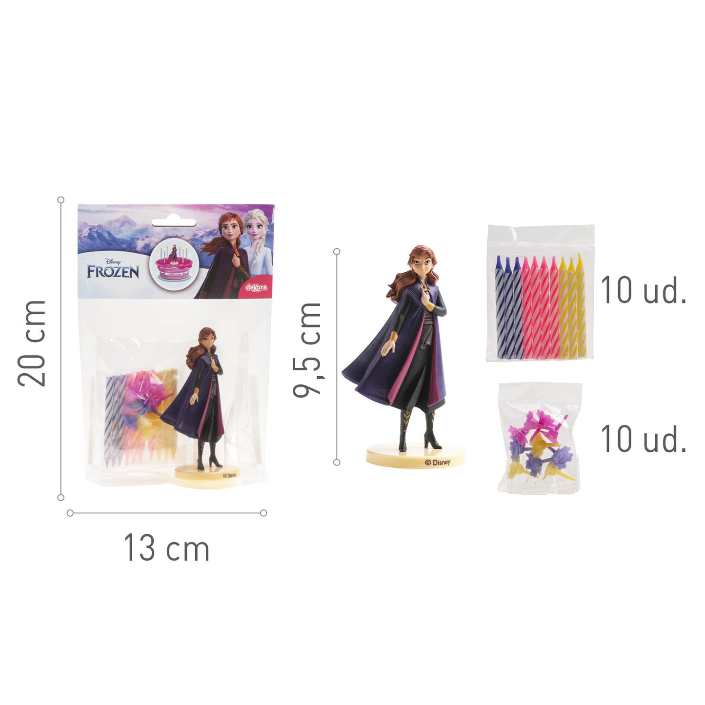 KIT PVC RETAIL ANNA CON 10 VELAS PARA DECORAR TARTAS