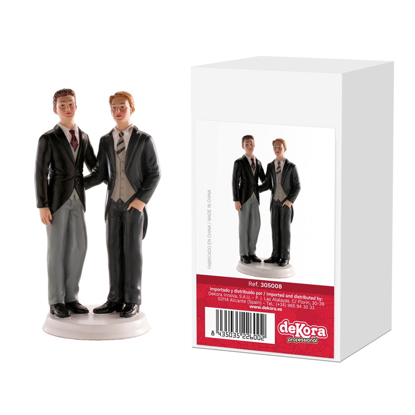 COPPIA SPOSI MATRIMONIO GAY ABBRACCIATI 20CM