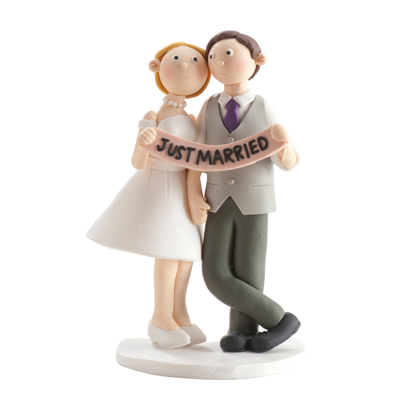 MARIAGE FIGURINE CLAY JUST MARRIED 14CM