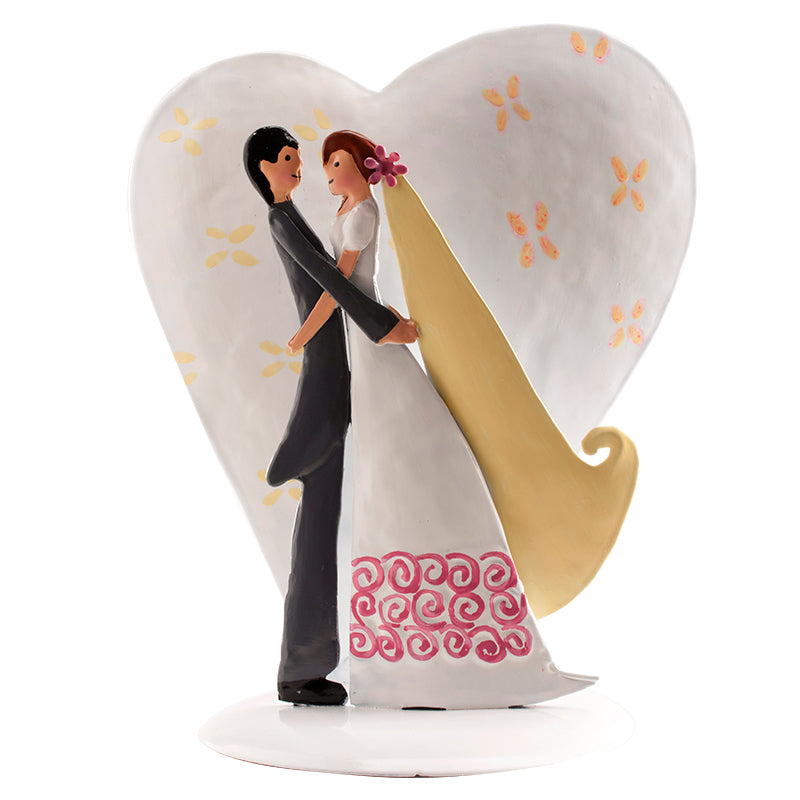 COPPIA SPOSI METALLO CUORE 18CM