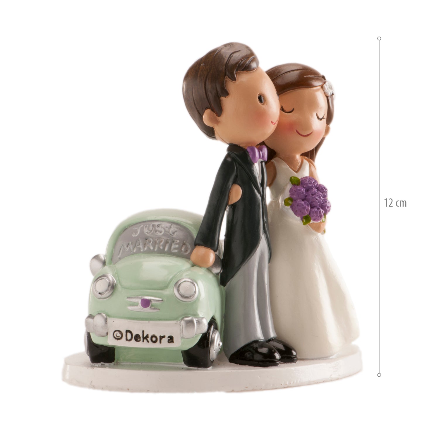 COUPLE DE MARIAGE "AVEC VOITURE JUST MARRIED" 12 CM