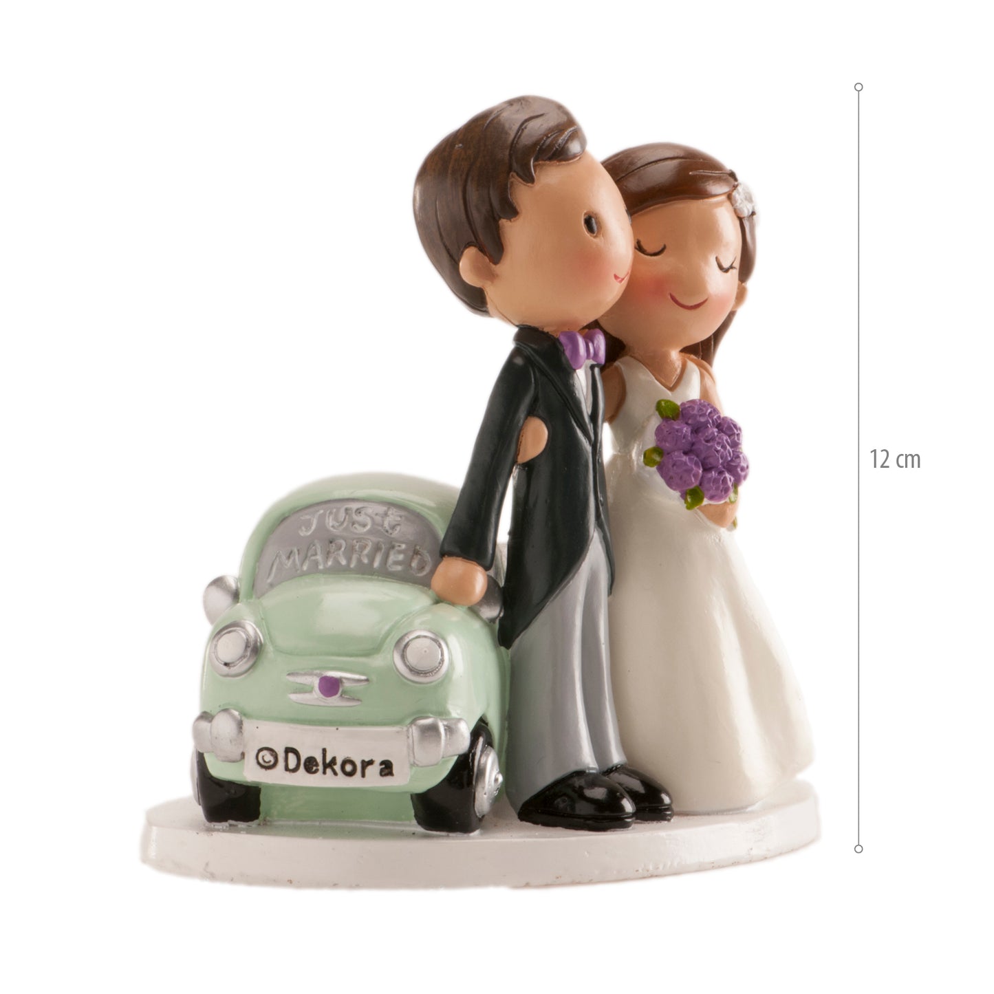 COUPLE DE MARIAGE "AVEC VOITURE JUST MARRIED" 12 CM
