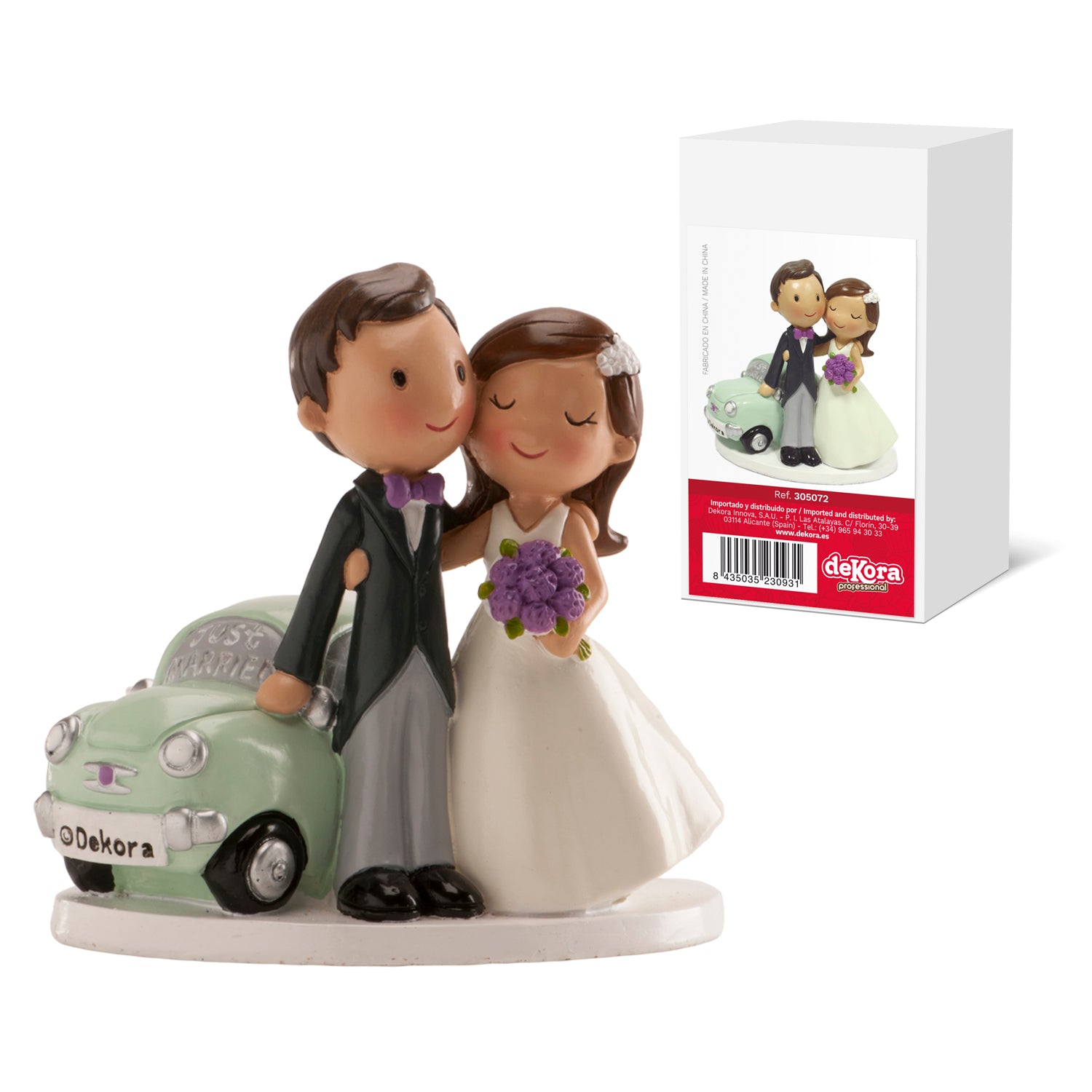 COUPLE DE MARIAGE "AVEC VOITURE JUST MARRIED" 12 CM
