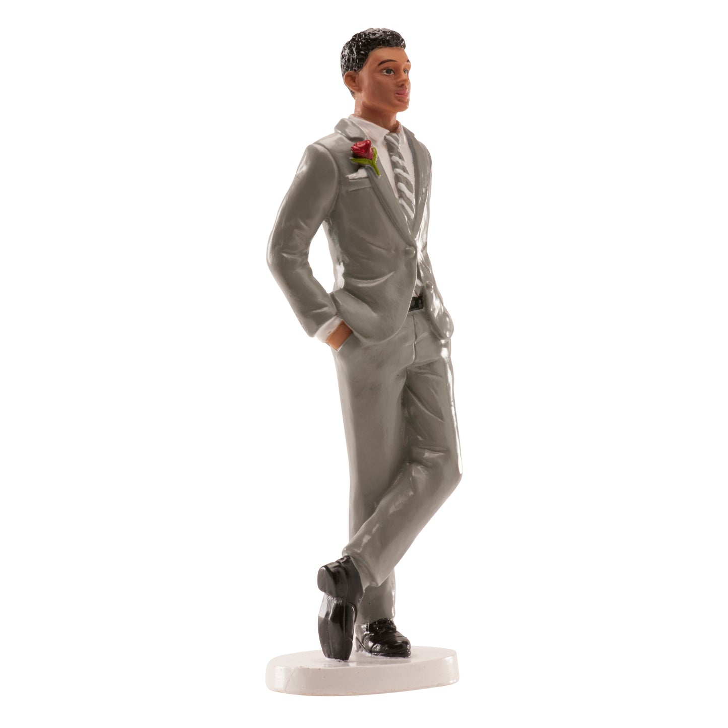 STATUETTA MATRIMONIO UOMO ABITO GRIGIO 16CM