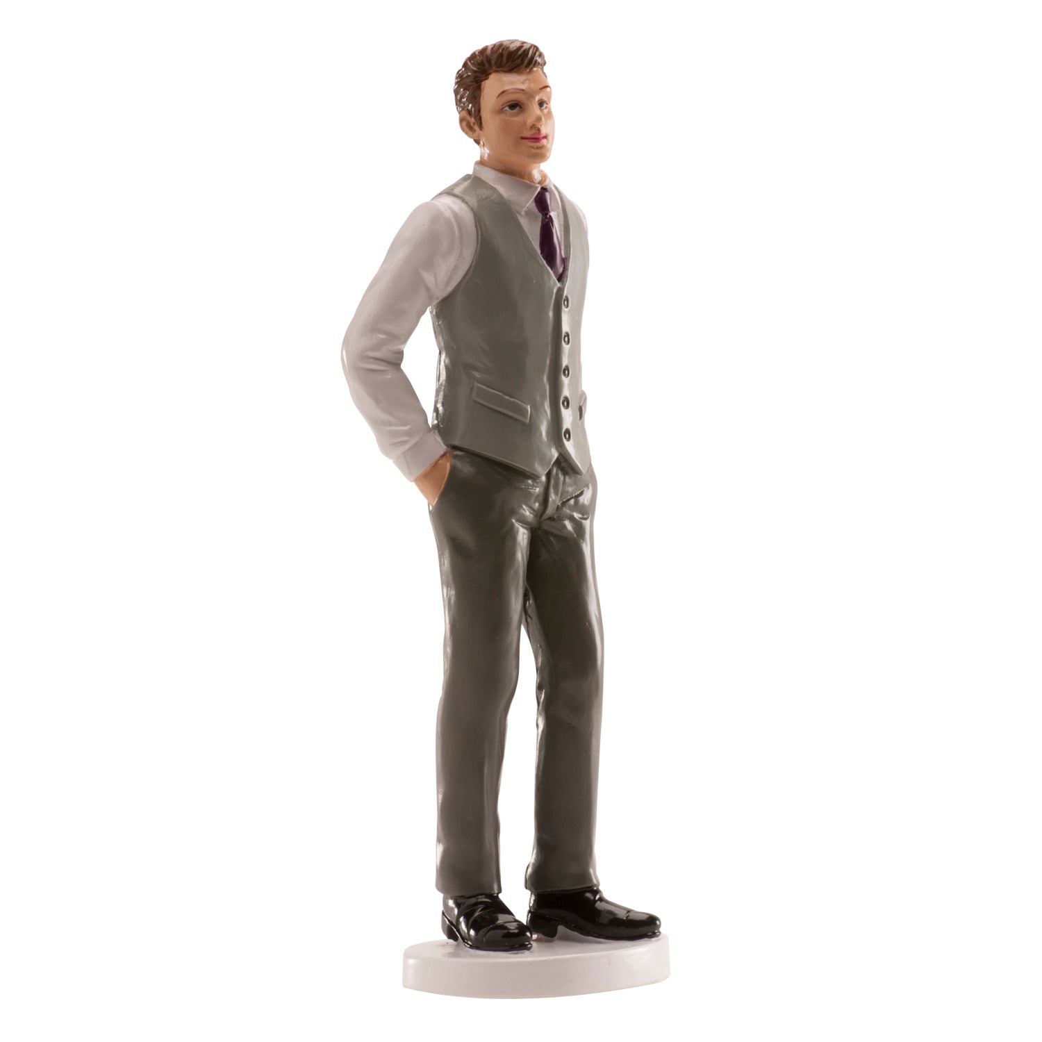 FIGURA DE BODA HOMBRE "CHALECO GRIS" 16 CM