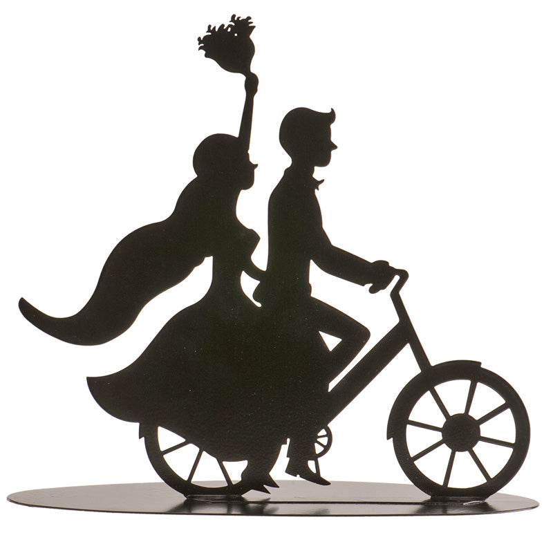 TOPPER PARA TARTA BODA BICICLETA NEGRA METAL 18CM