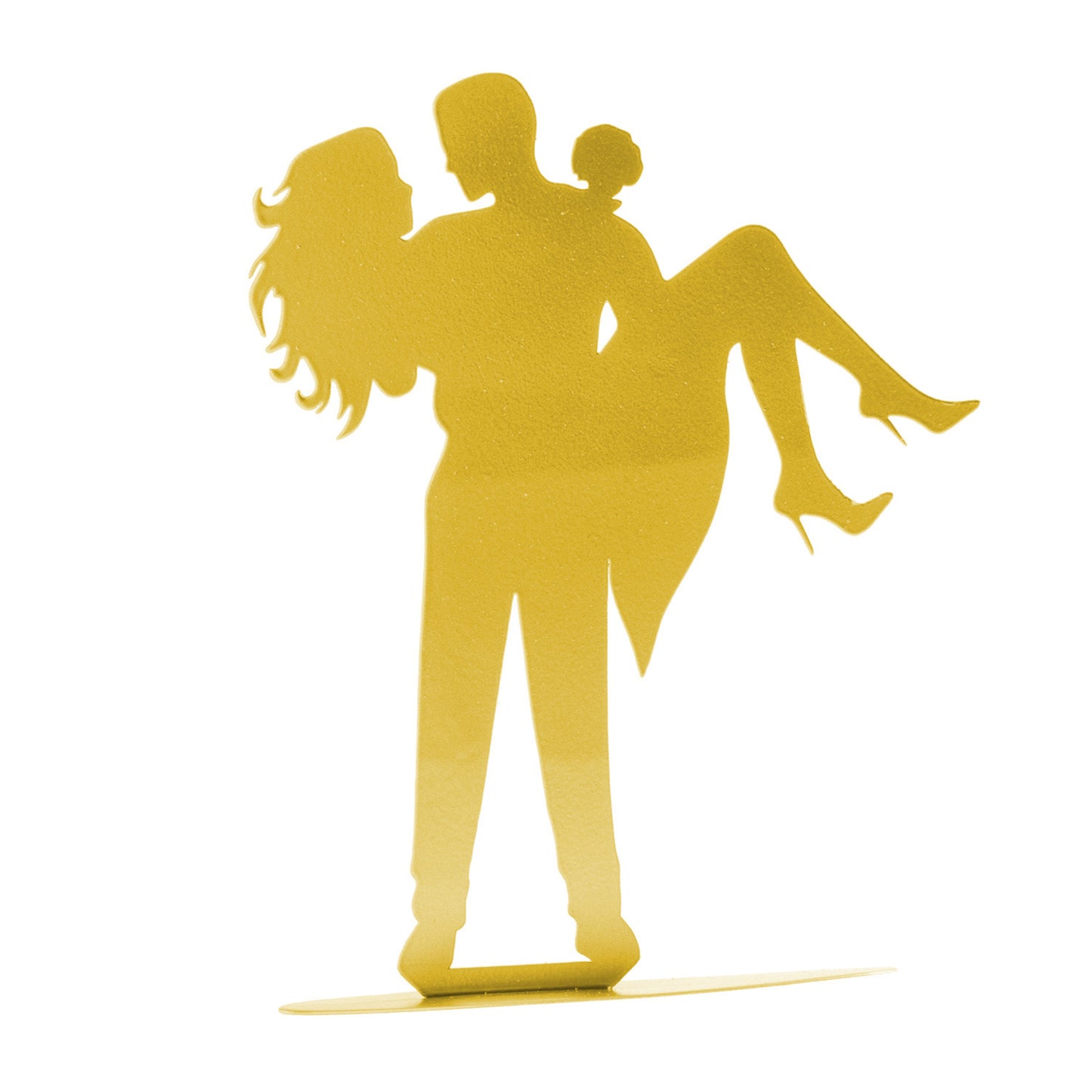 METALLIC GOLDEN WEDDING CAKE TOPPER CUTTING COUPLE 18CM