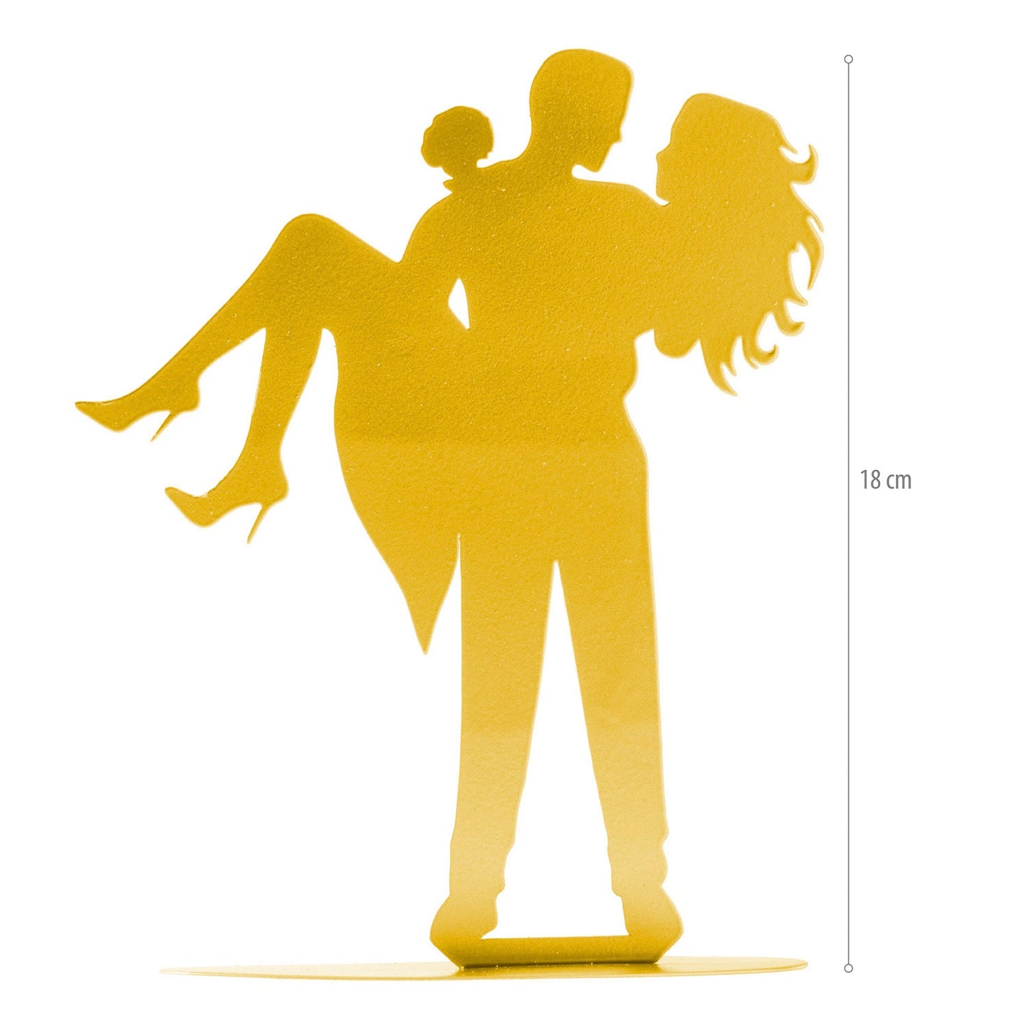METALLIC GOLDEN WEDDING CAKE TOPPER CUTTING COUPLE 18CM