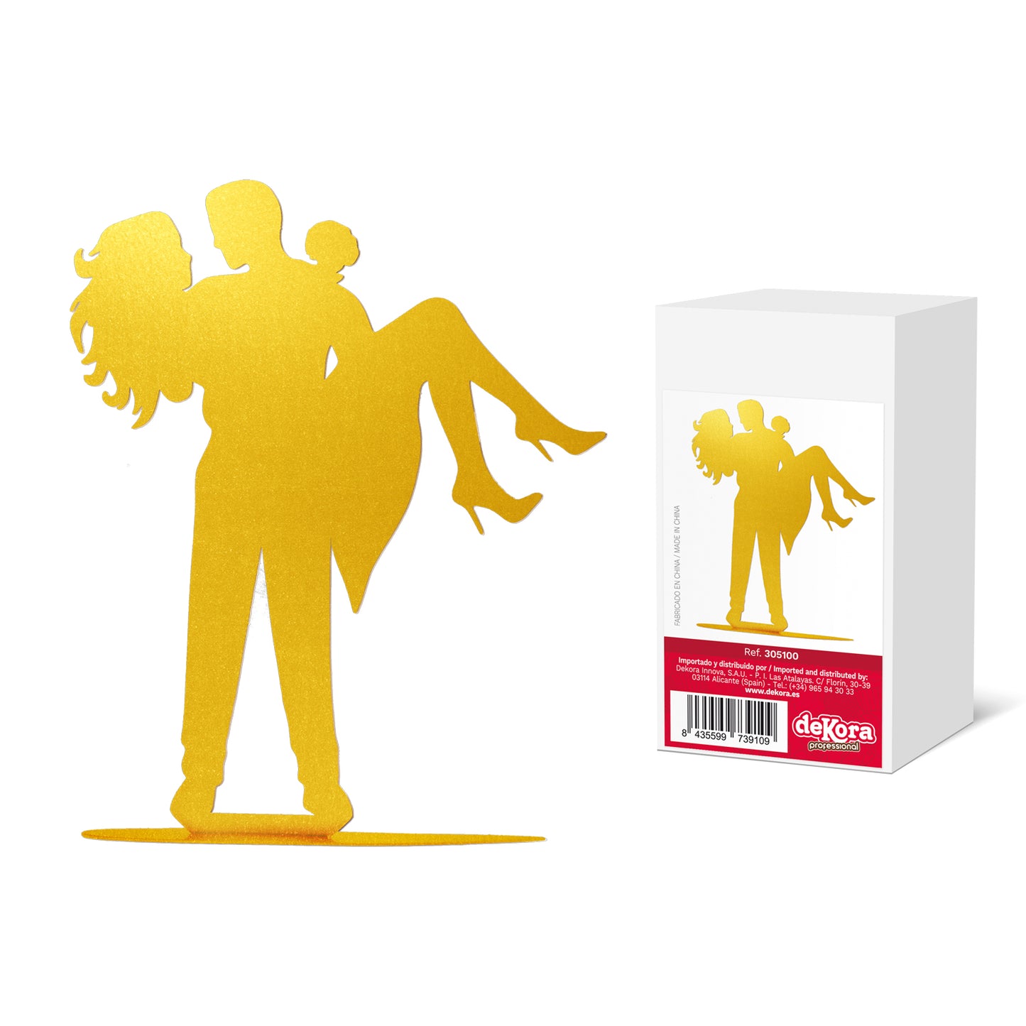 METALLIC GOLDEN WEDDING CAKE TOPPER CUTTING COUPLE 18CM