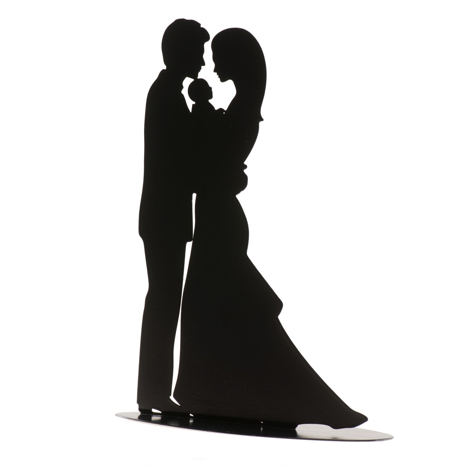BLACK METAL WEDDING COUPLE WITH BABY 18CM