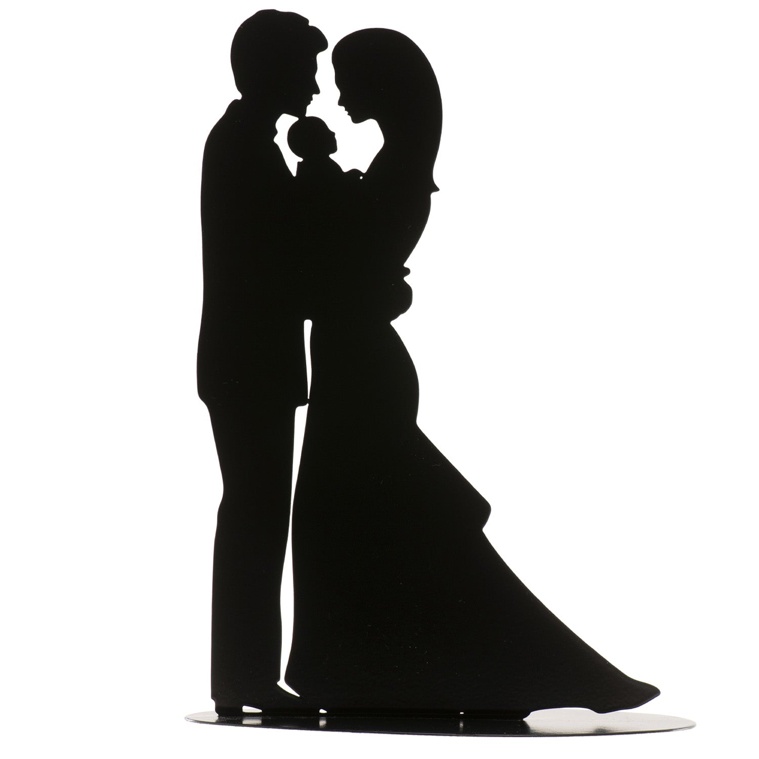 PAREJA BODA CON BEBE DE METAL NEGRO 18CM