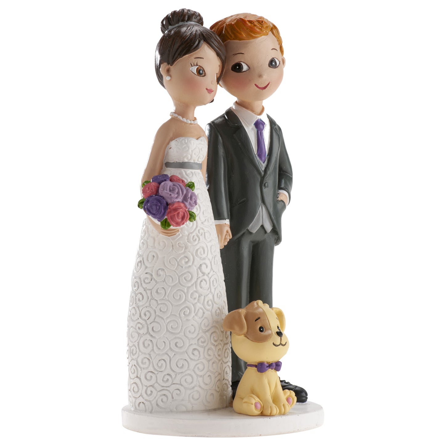 COUPLE DE MARIAGE AVEC CHIEN 16CM