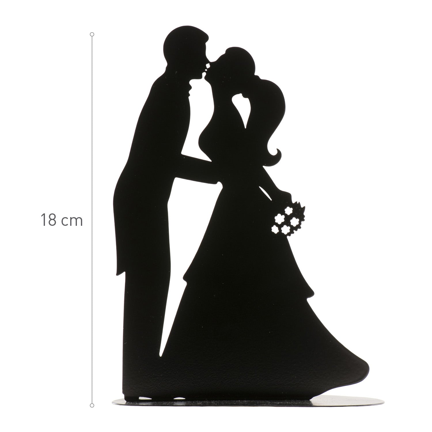 COUPLE MARIAGE BAISER MÉTAL NOIR 18CM
