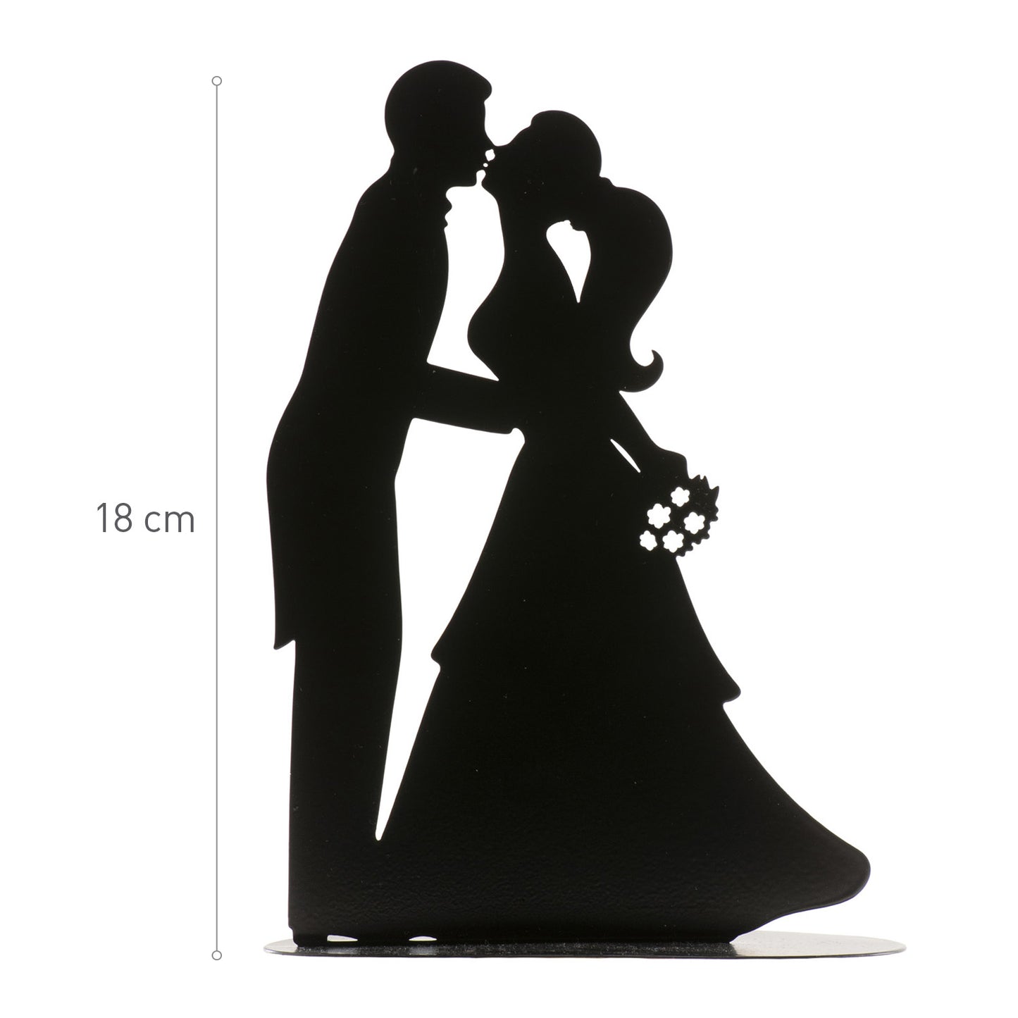 COUPLE MARIAGE BAISER MÉTAL NOIR 18CM