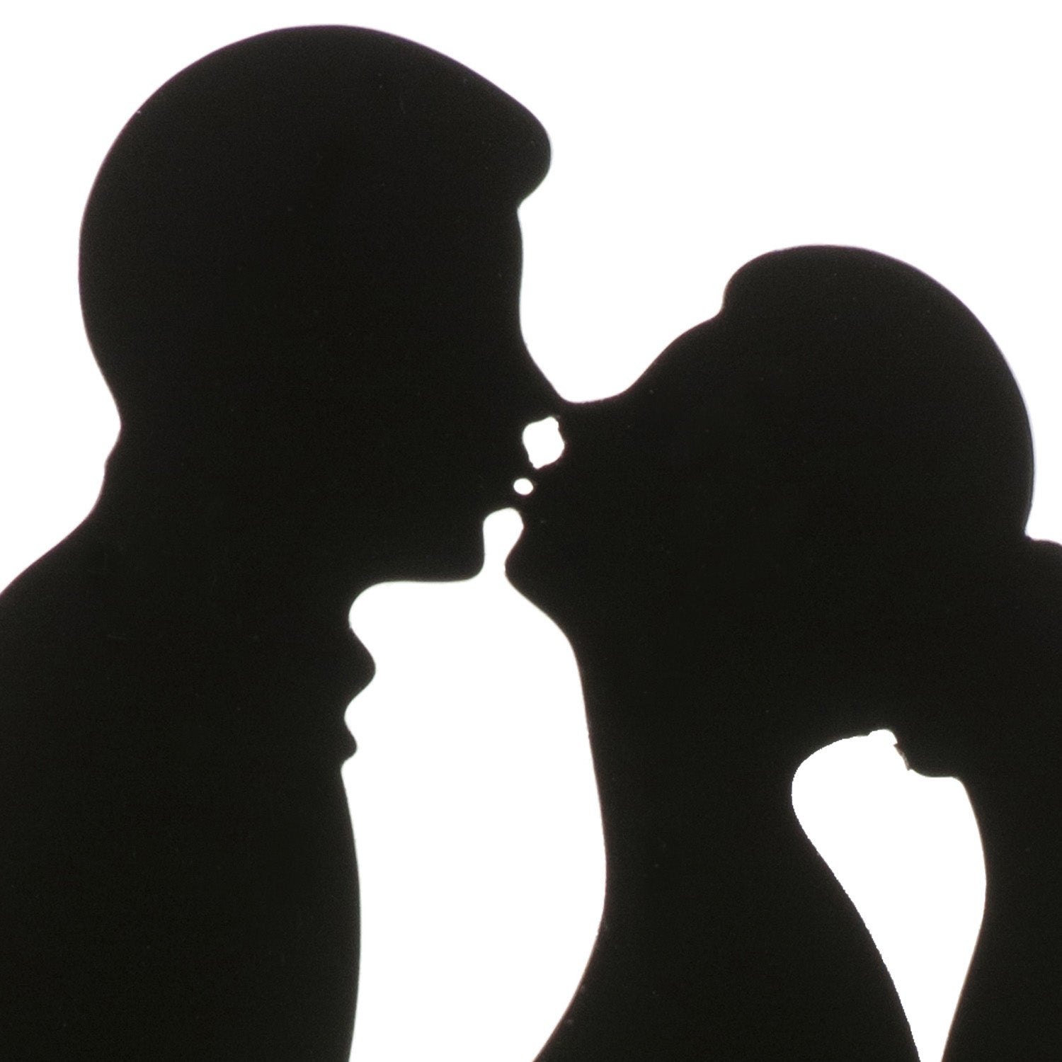 COUPLE MARIAGE BAISER MÉTAL NOIR 18CM